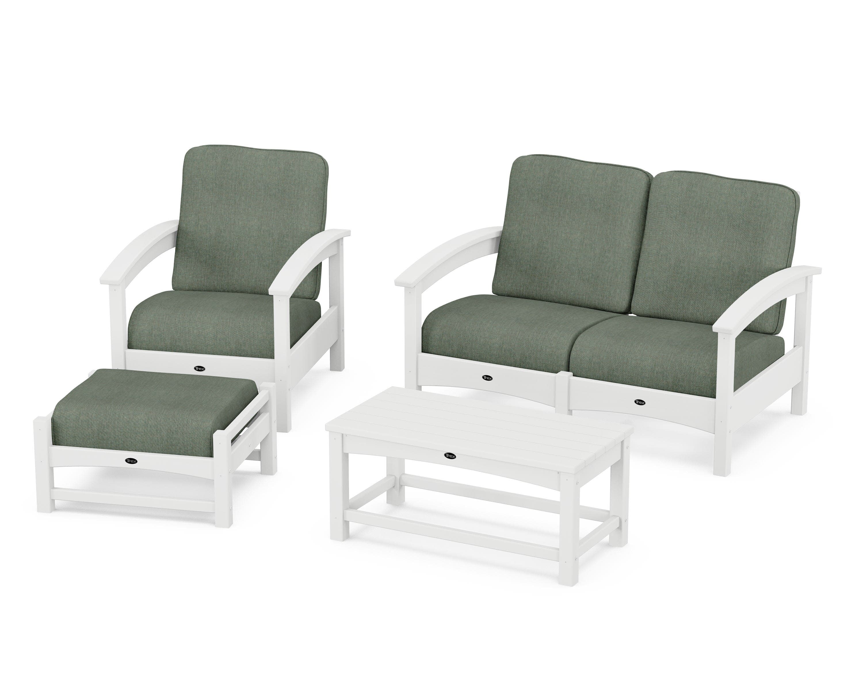 Rockport 4-Piece Deep Seating Conversation Group in Classic White / Cast Sage