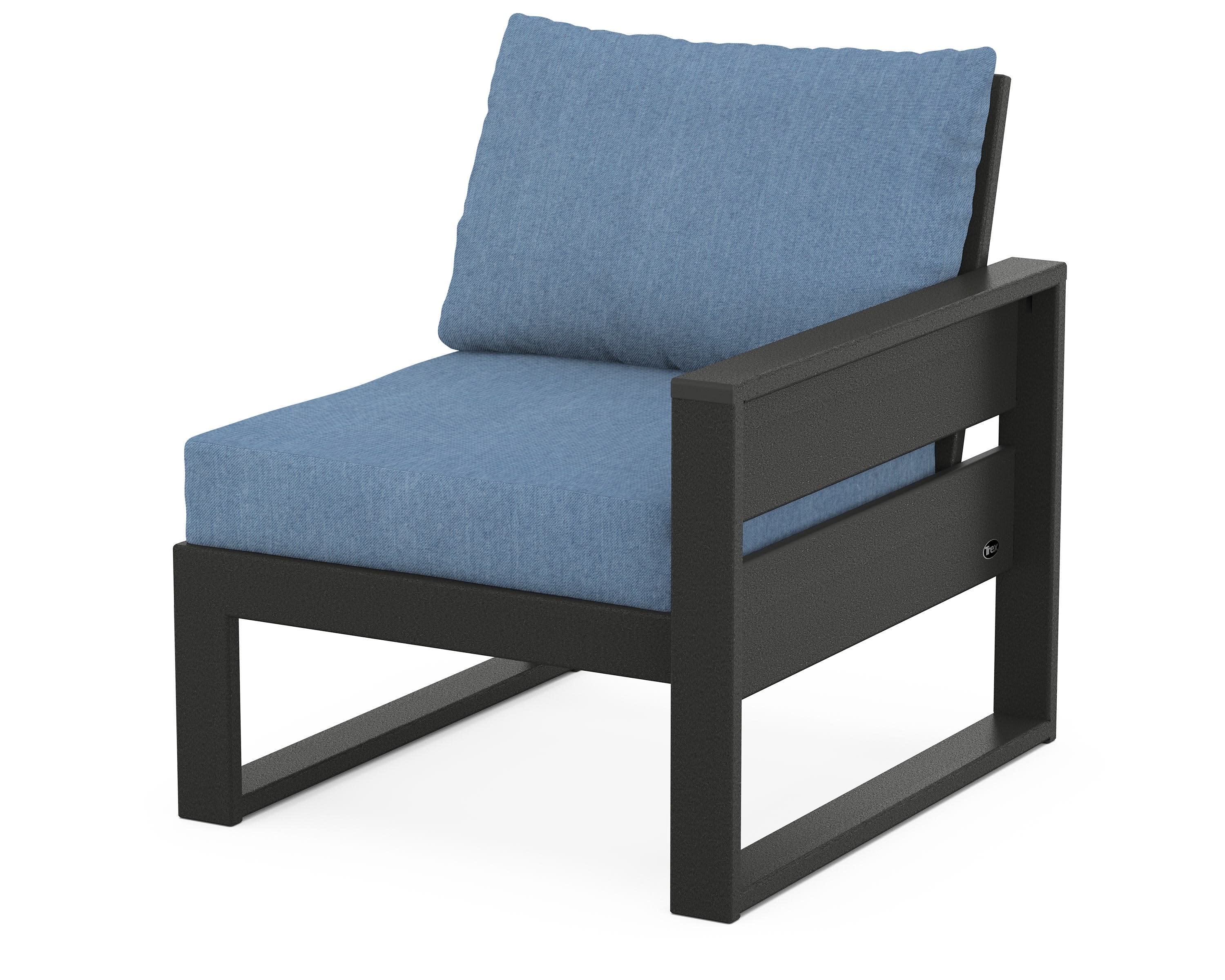 Eastport Modular Right Arm Chair in Charcoal Black / Sky Blue