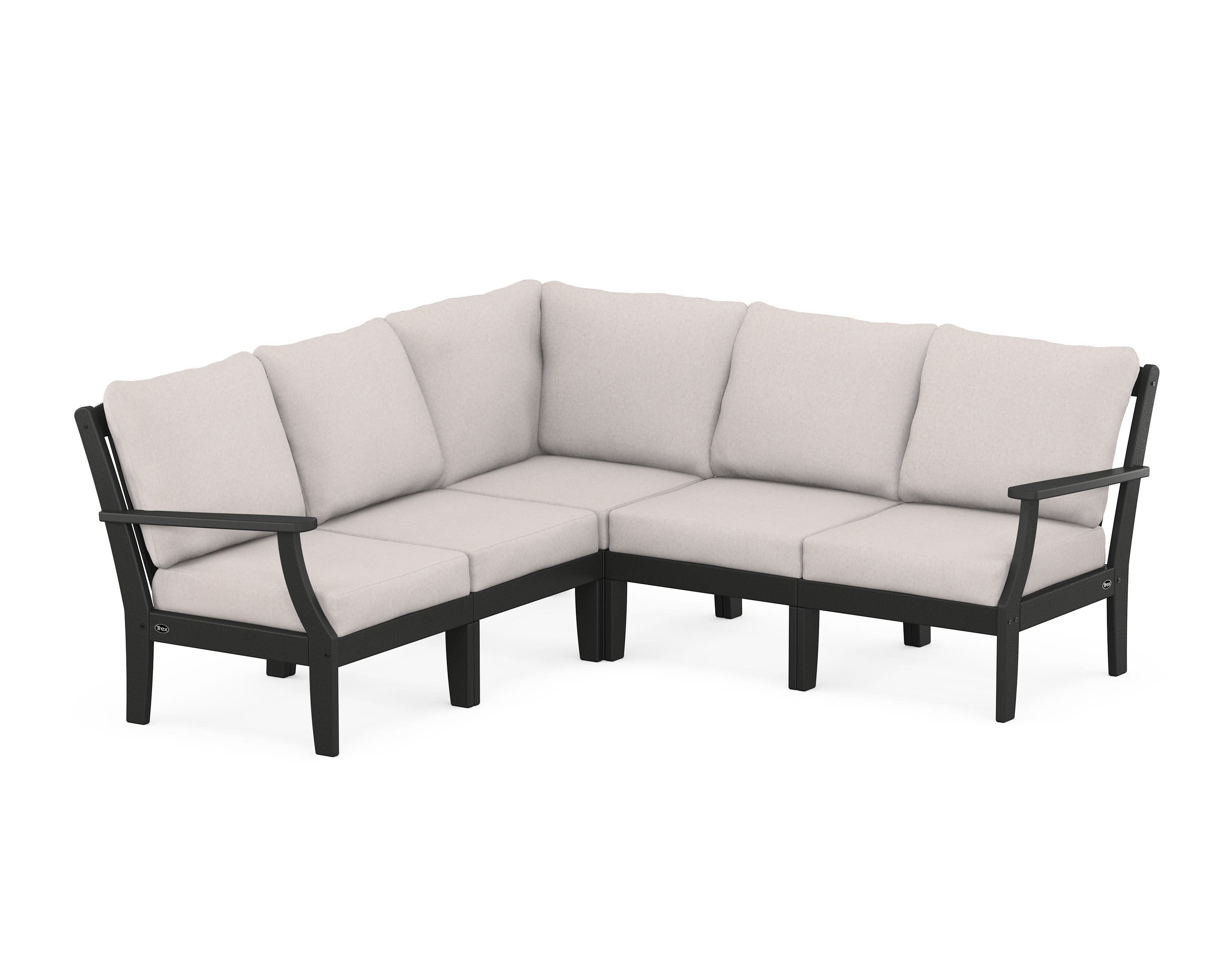 Yacht Club Modular 5-Piece Deep Seating Set in Charcoal Black / Dune Burlap
