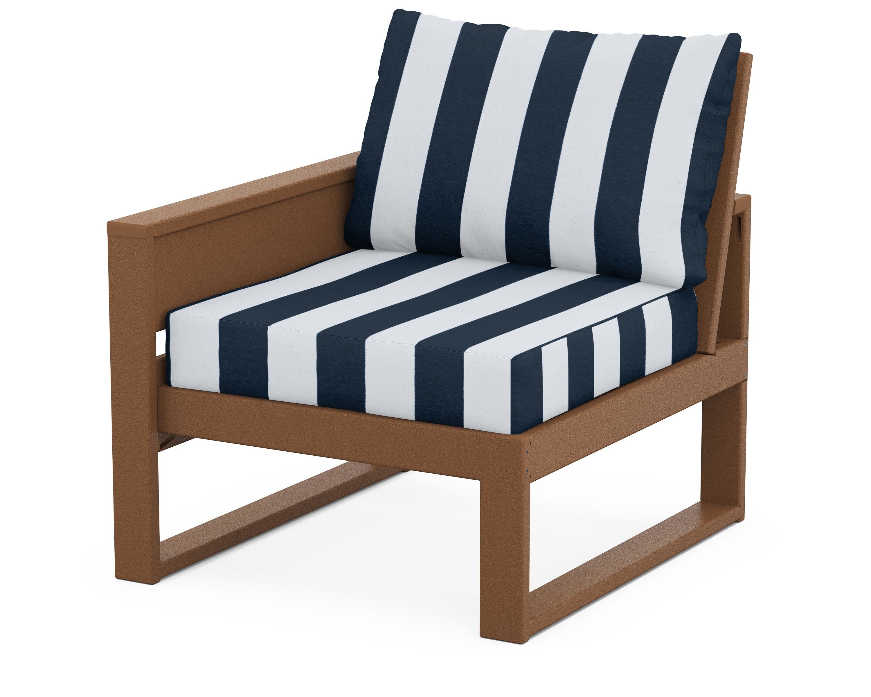 Eastport Modular Left Arm Chair in Tree House / Cabana Stripe Marine Indigo
