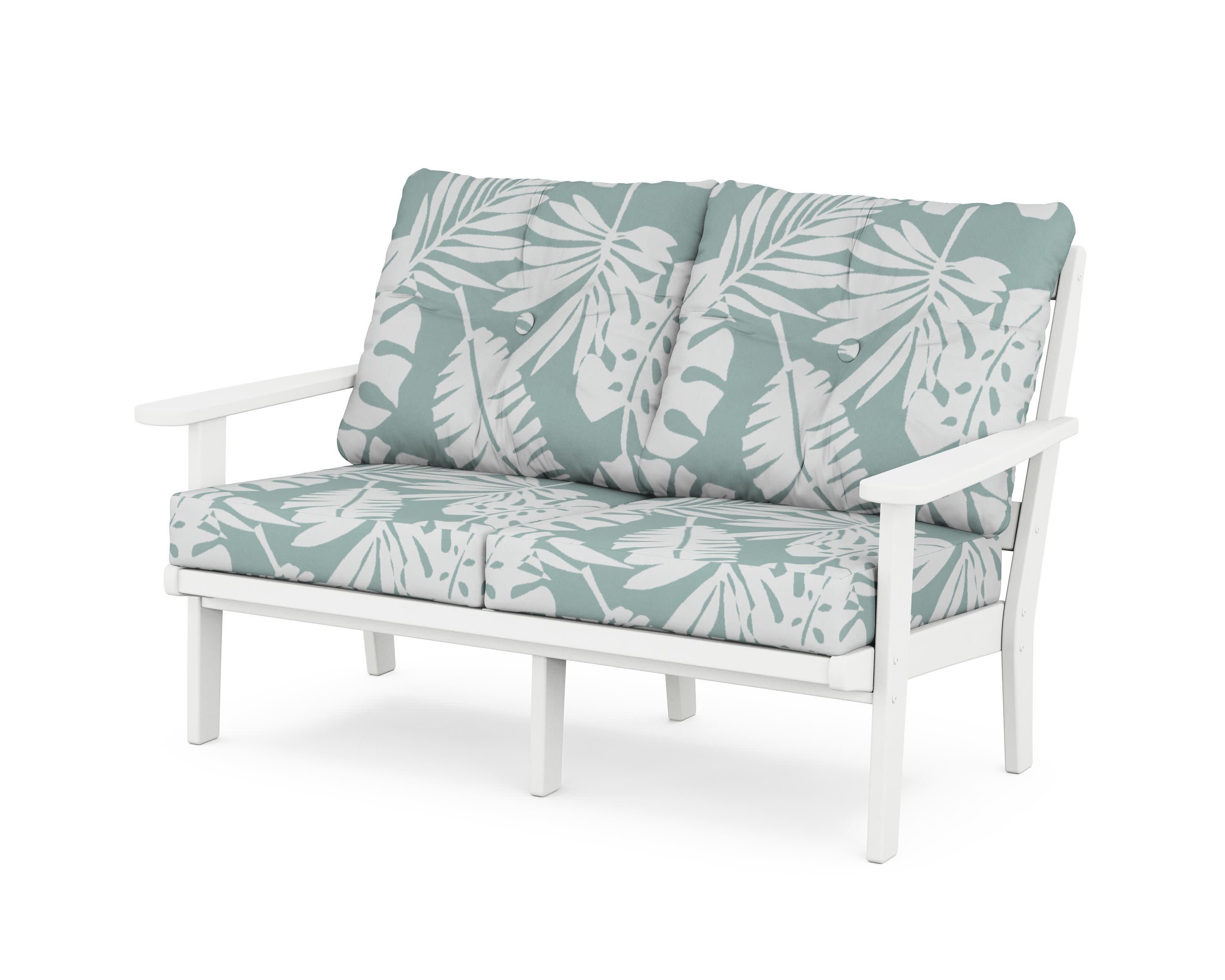 Cape Cod Deep Seating Loveseat in Classic White / Leaf Glacier Spa