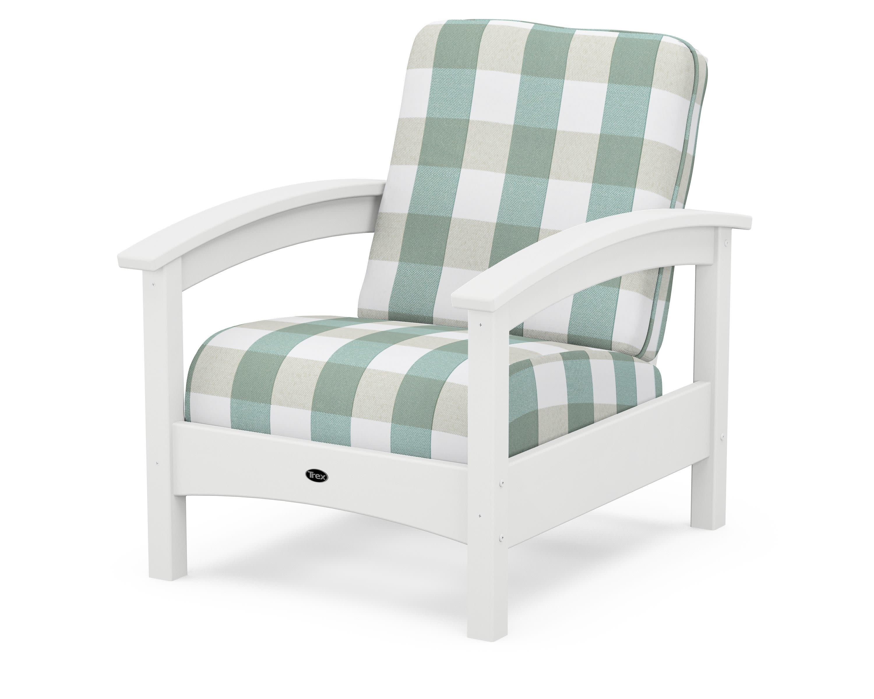 Rockport Club Chair in Classic White / Buffalo Plaid Glacier Spa