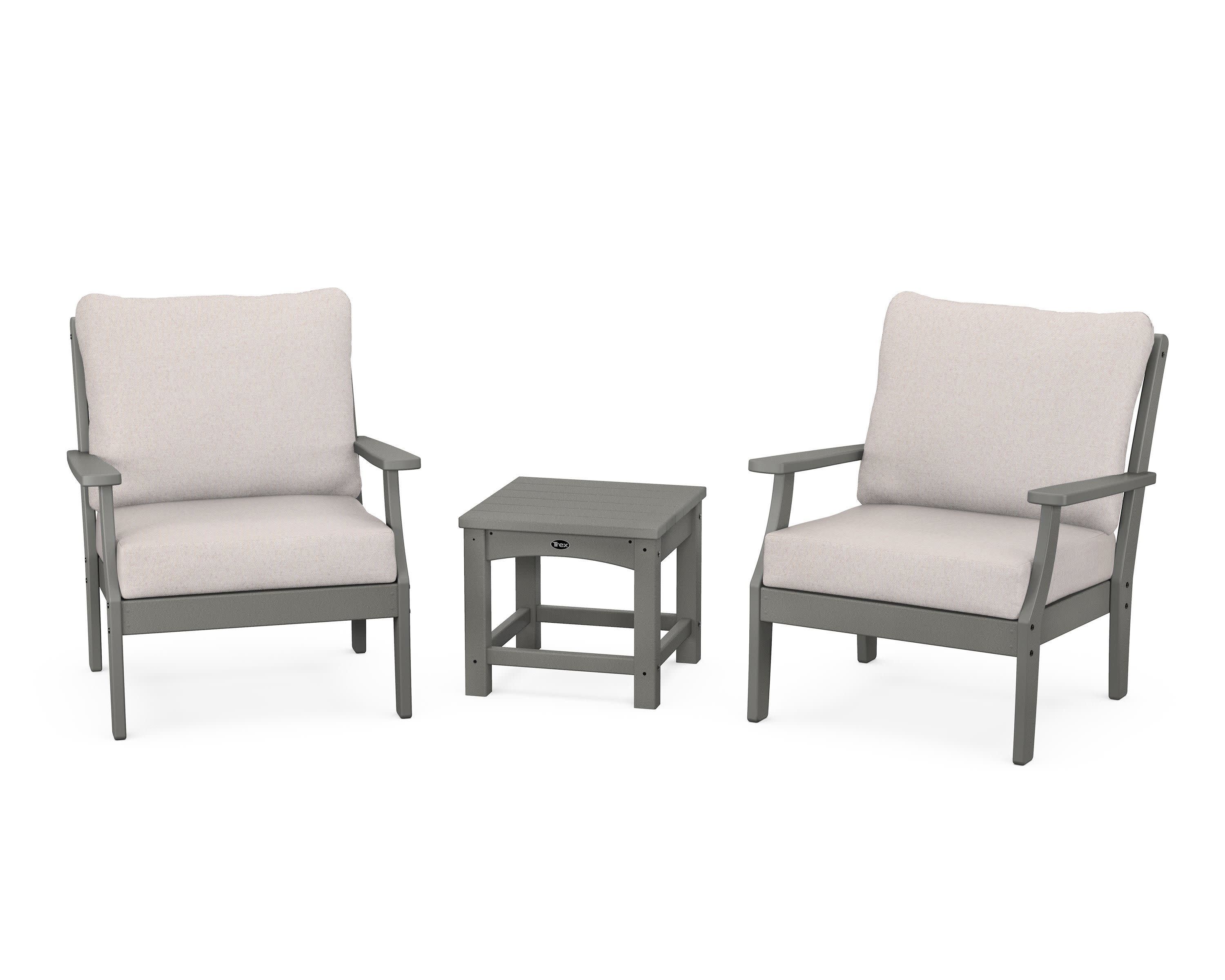 Yacht Club 3-Piece Deep Seating Set in Stepping Stone / Dune Burlap