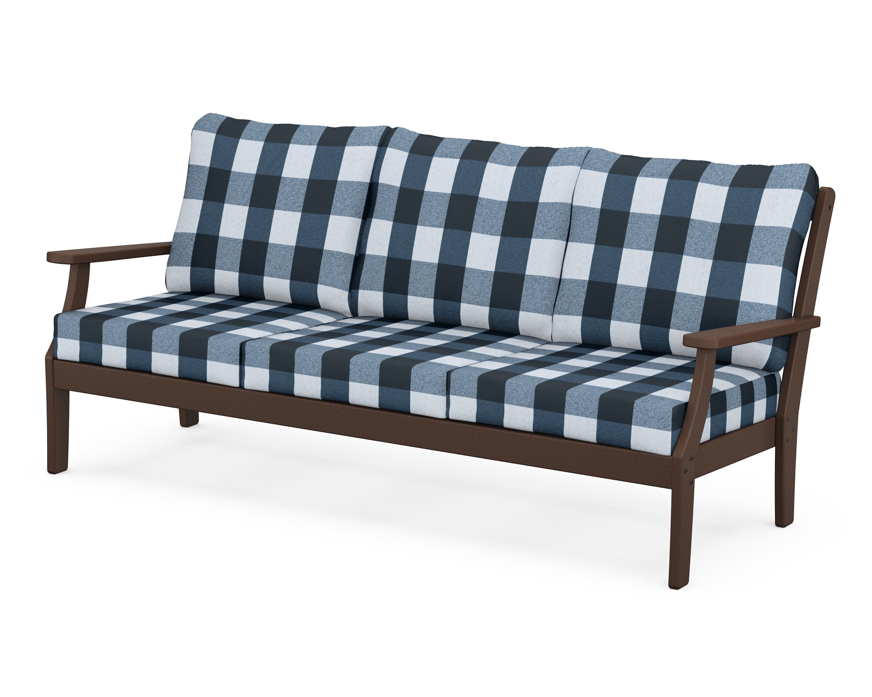 Yacht Club Deep Seating Sofa in Vintage Lantern / Buffalo Plaid Marine Indigo