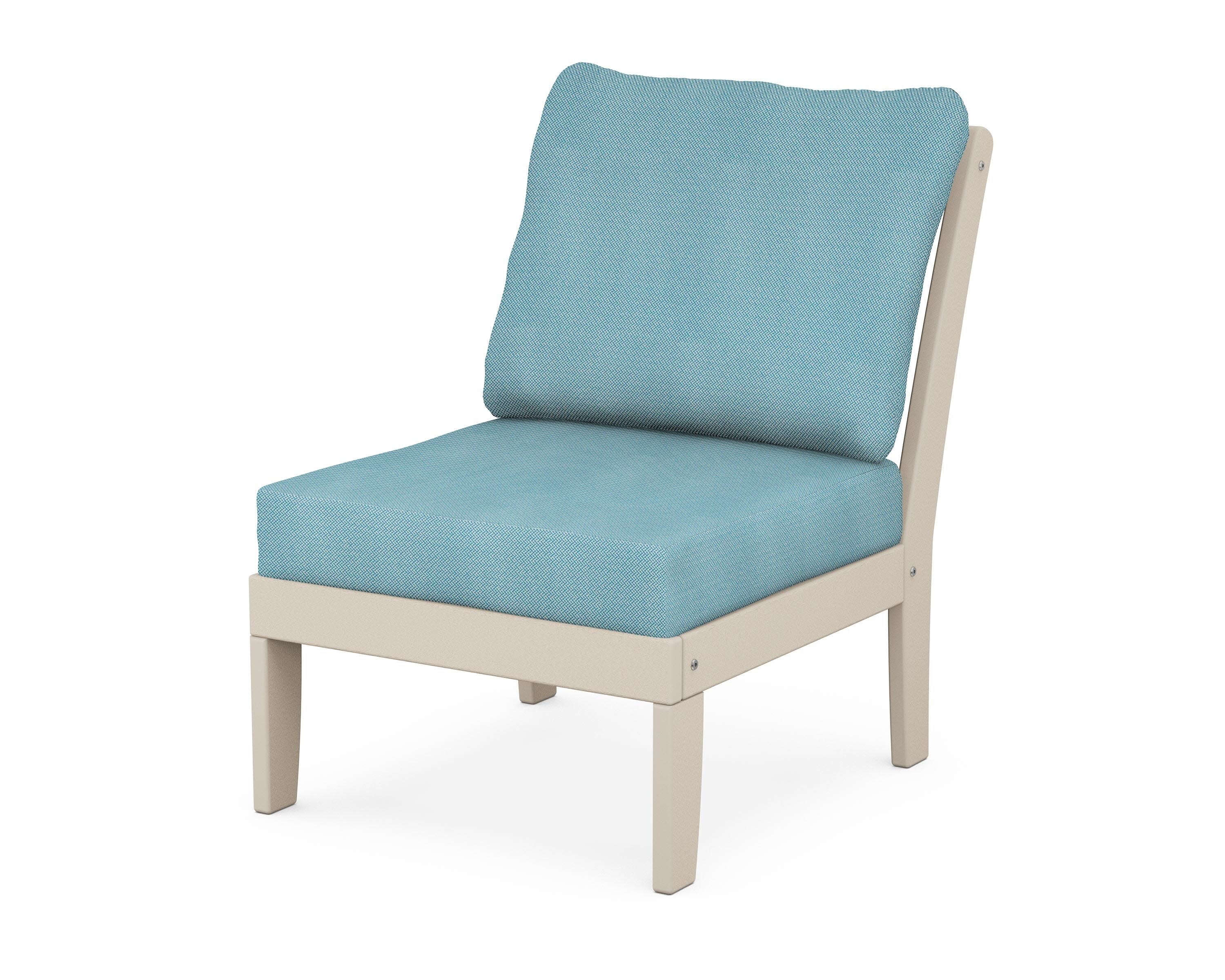 Yacht Club Modular Armless Chair in Sand Castle / Lattice Sky Blue