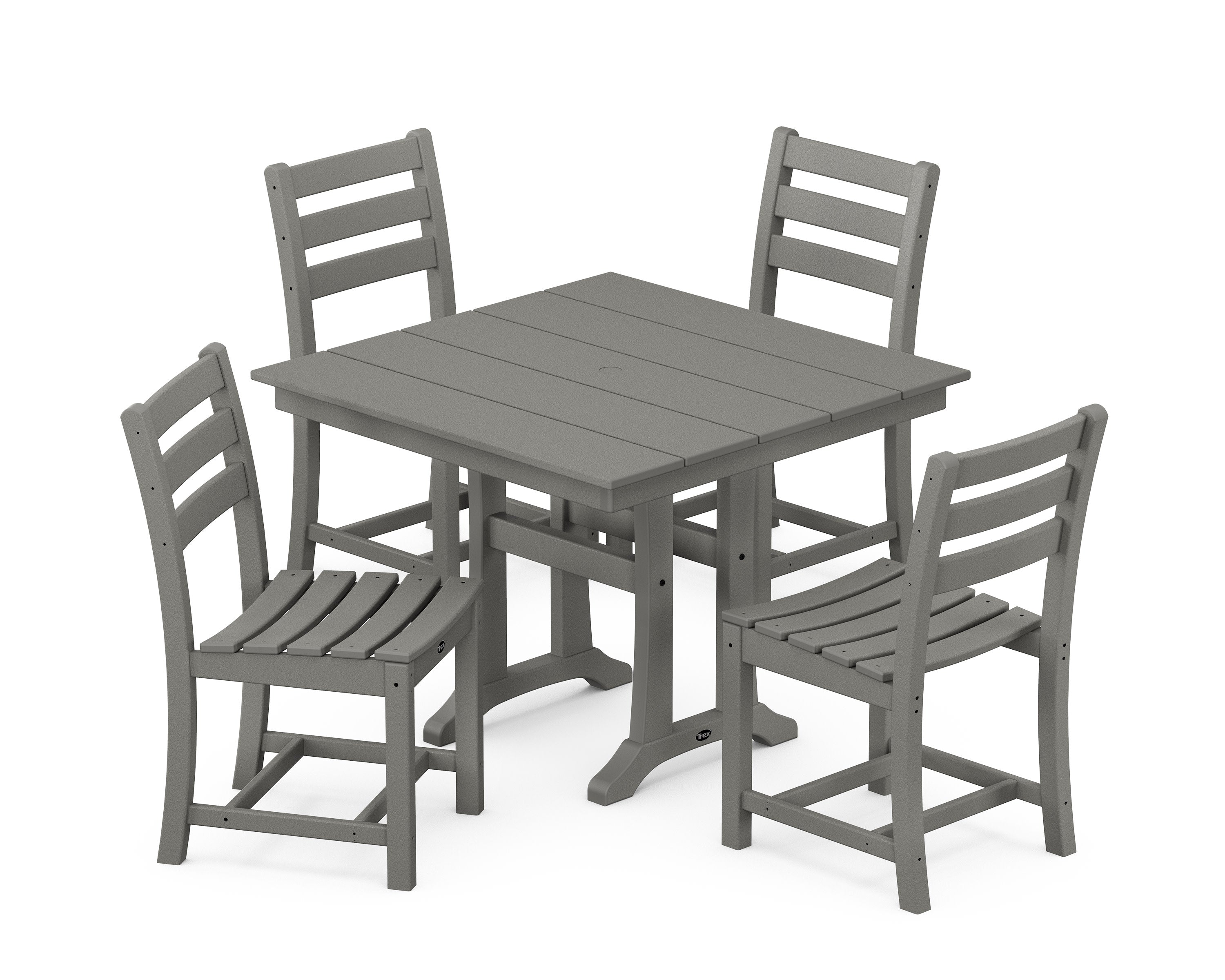 Monterey Bay 5-Piece Farmhouse Trestle Side Chair Dining Set in Stepping Stone