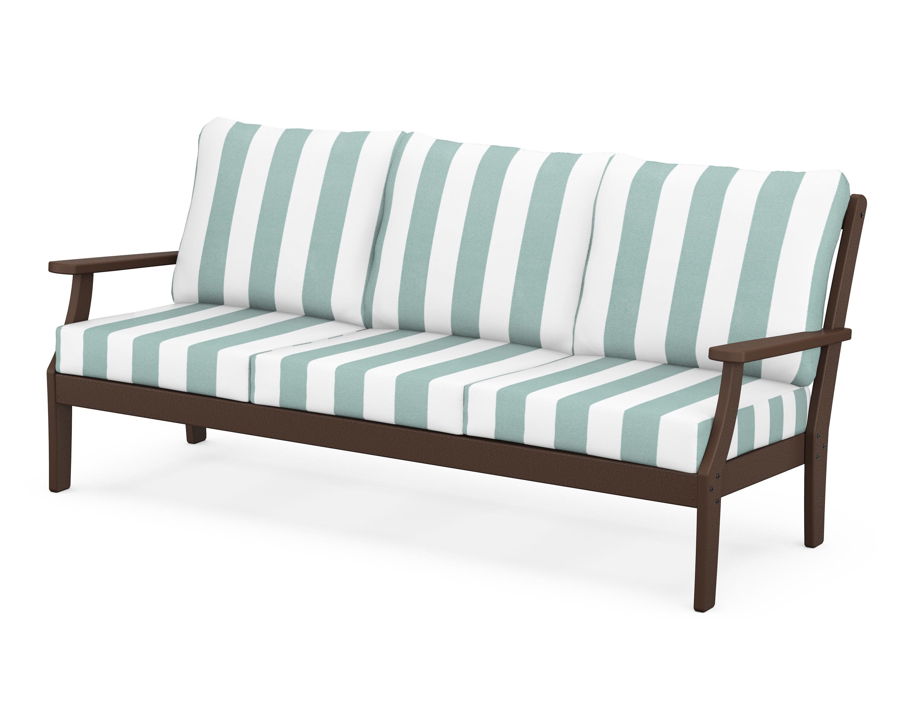 Yacht Club Deep Seating Sofa in Vintage Lantern / Cabana Stripe Glacier Spa
