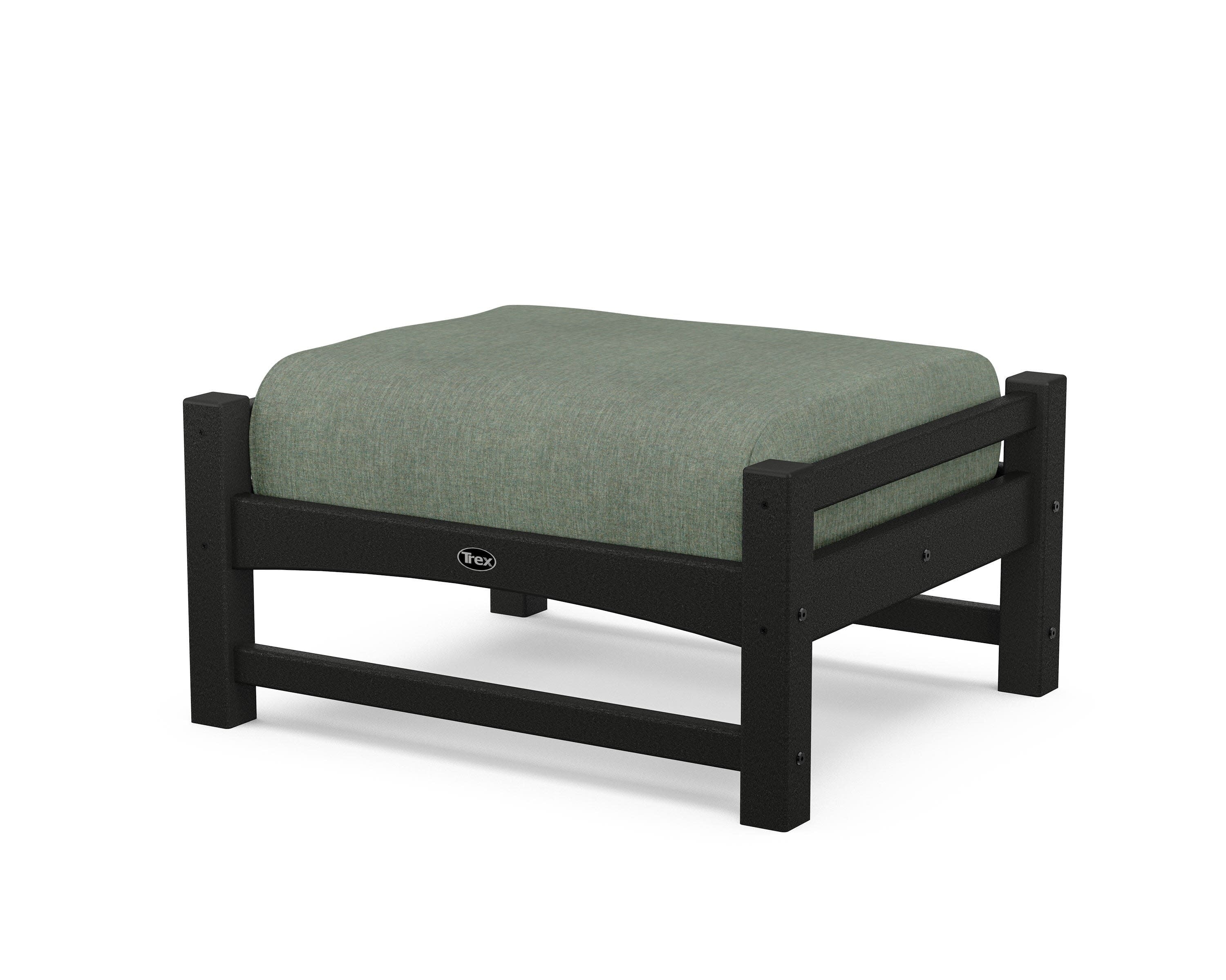 Rockport Club Ottoman in Charcoal Black / Cast Sage