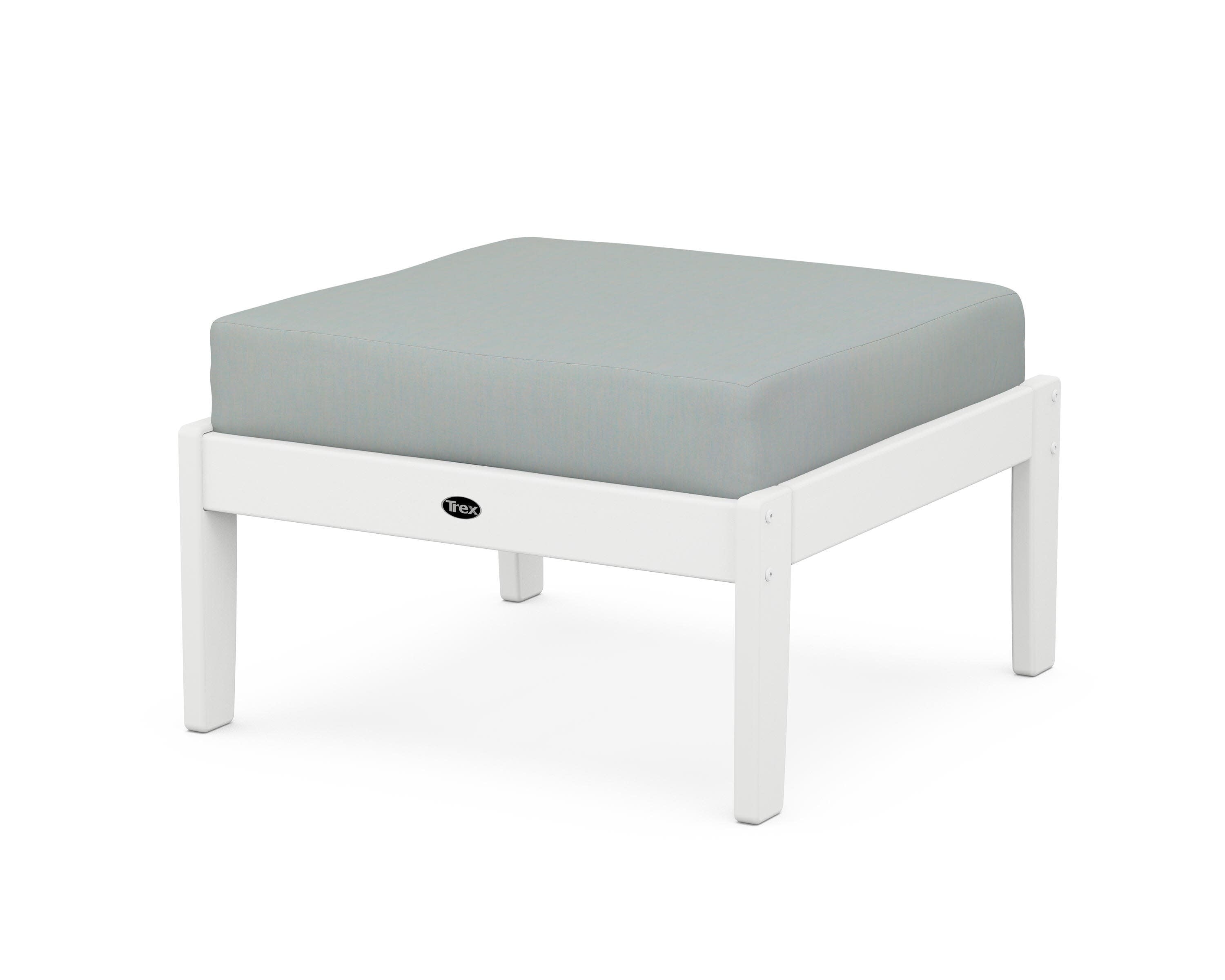 Yacht Club Deep Seating Ottoman in Classic White / Spa