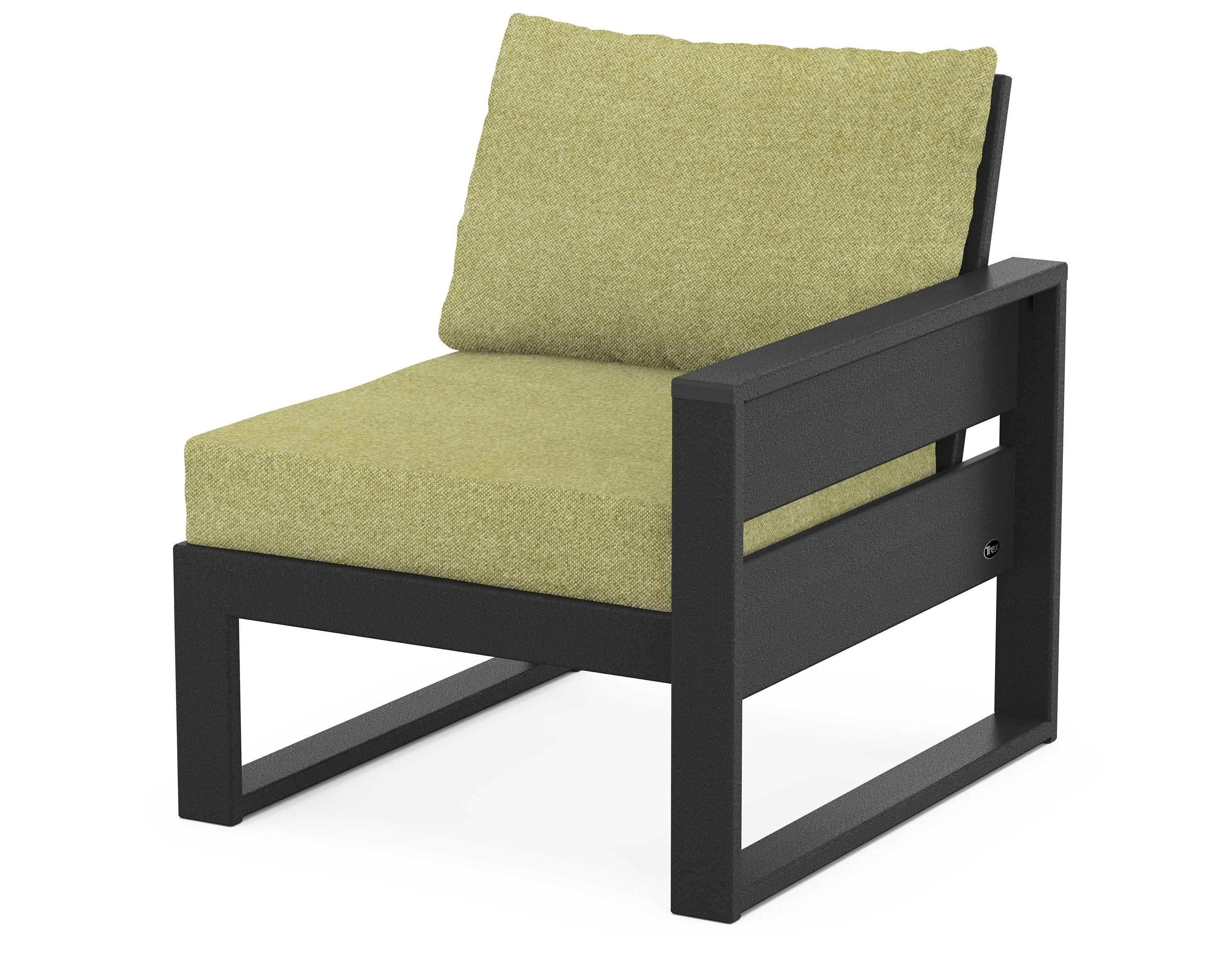 Eastport Modular Right Arm Chair in Charcoal Black / Chartreuse Boucle