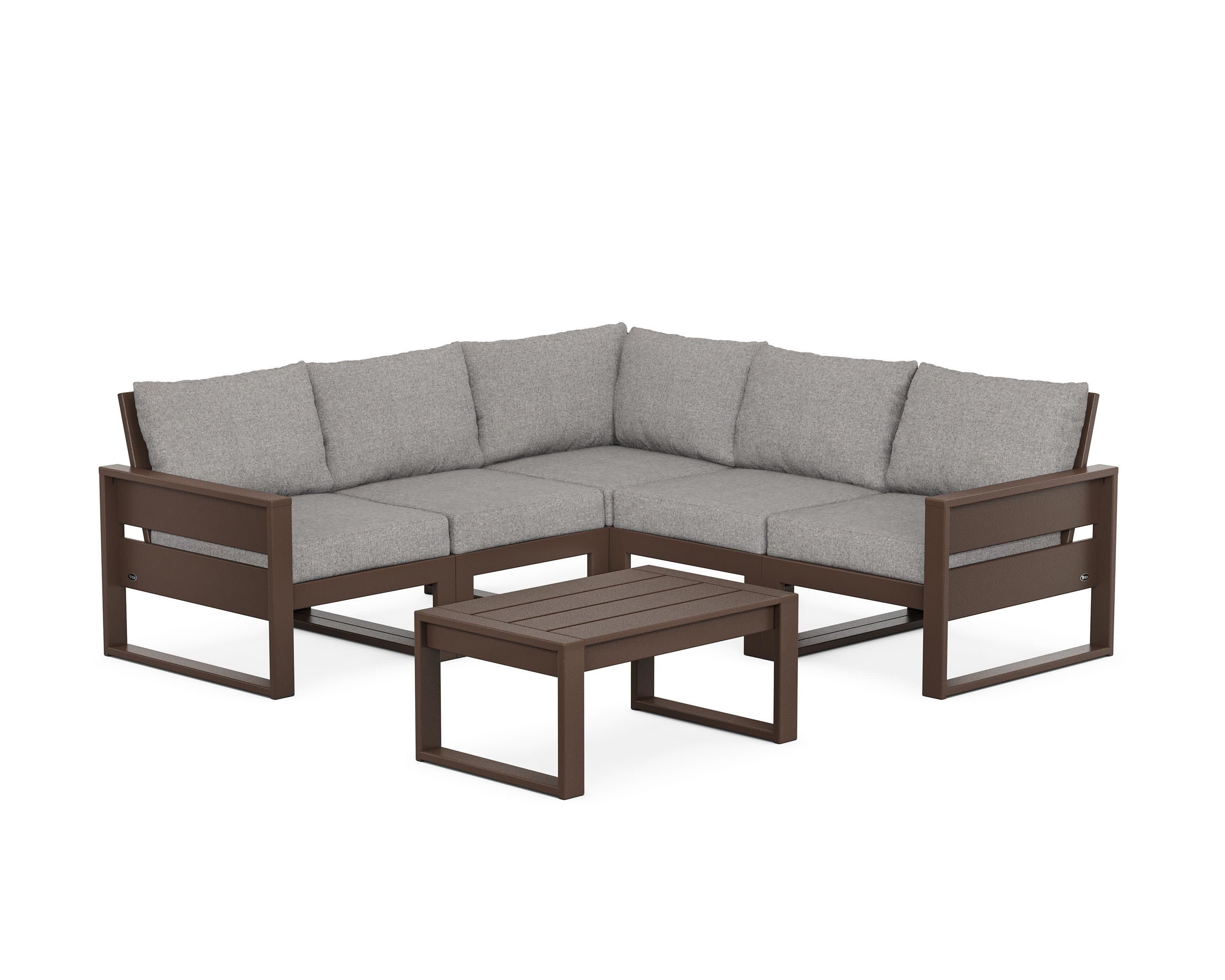 Eastport 6-Piece Deep Seating Sectional + Coffee Table Set in Vintage Lantern / Grey Mist