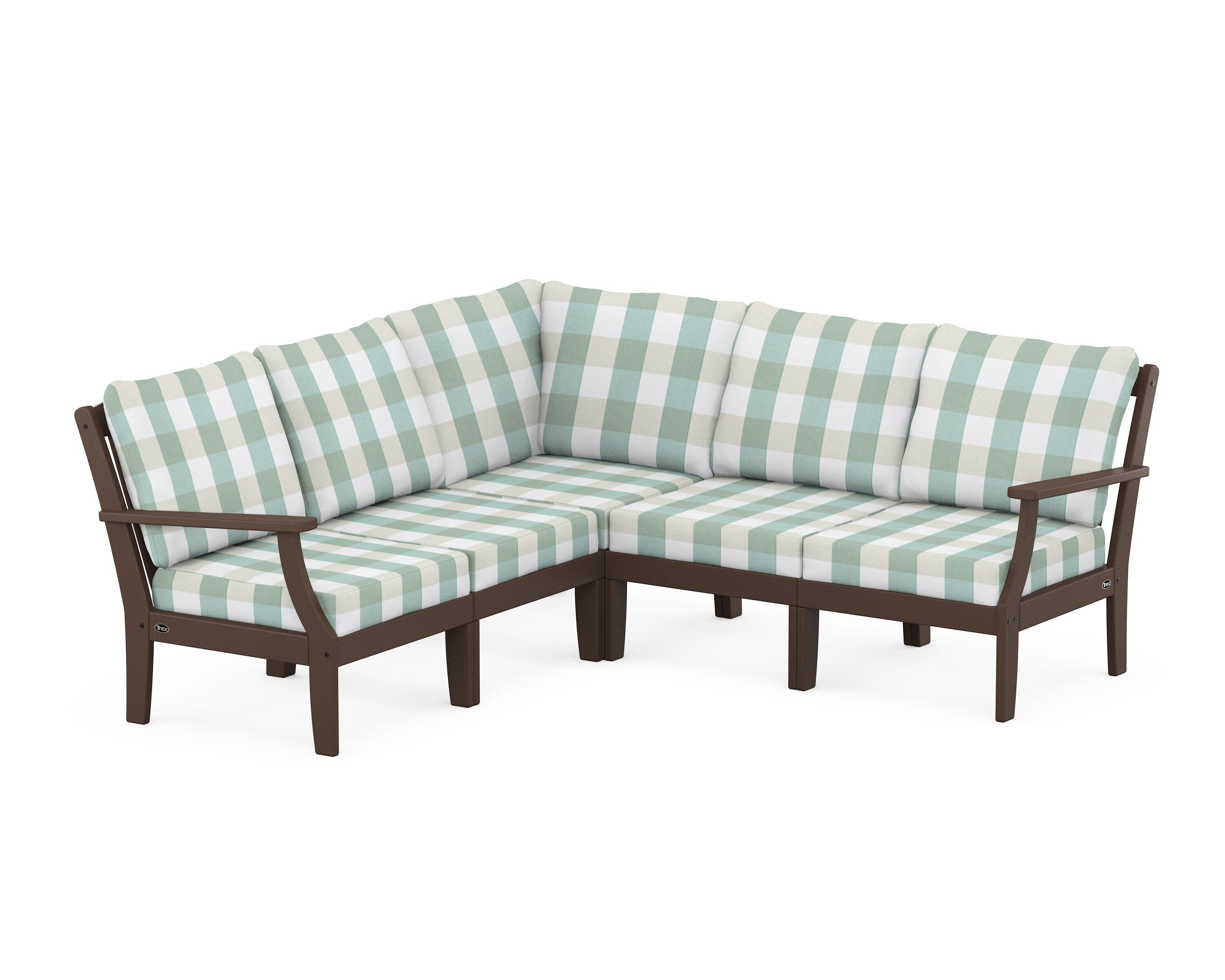 Yacht Club Modular 5-Piece Deep Seating Set in Vintage Lantern / Buffalo Plaid Glacier Spa