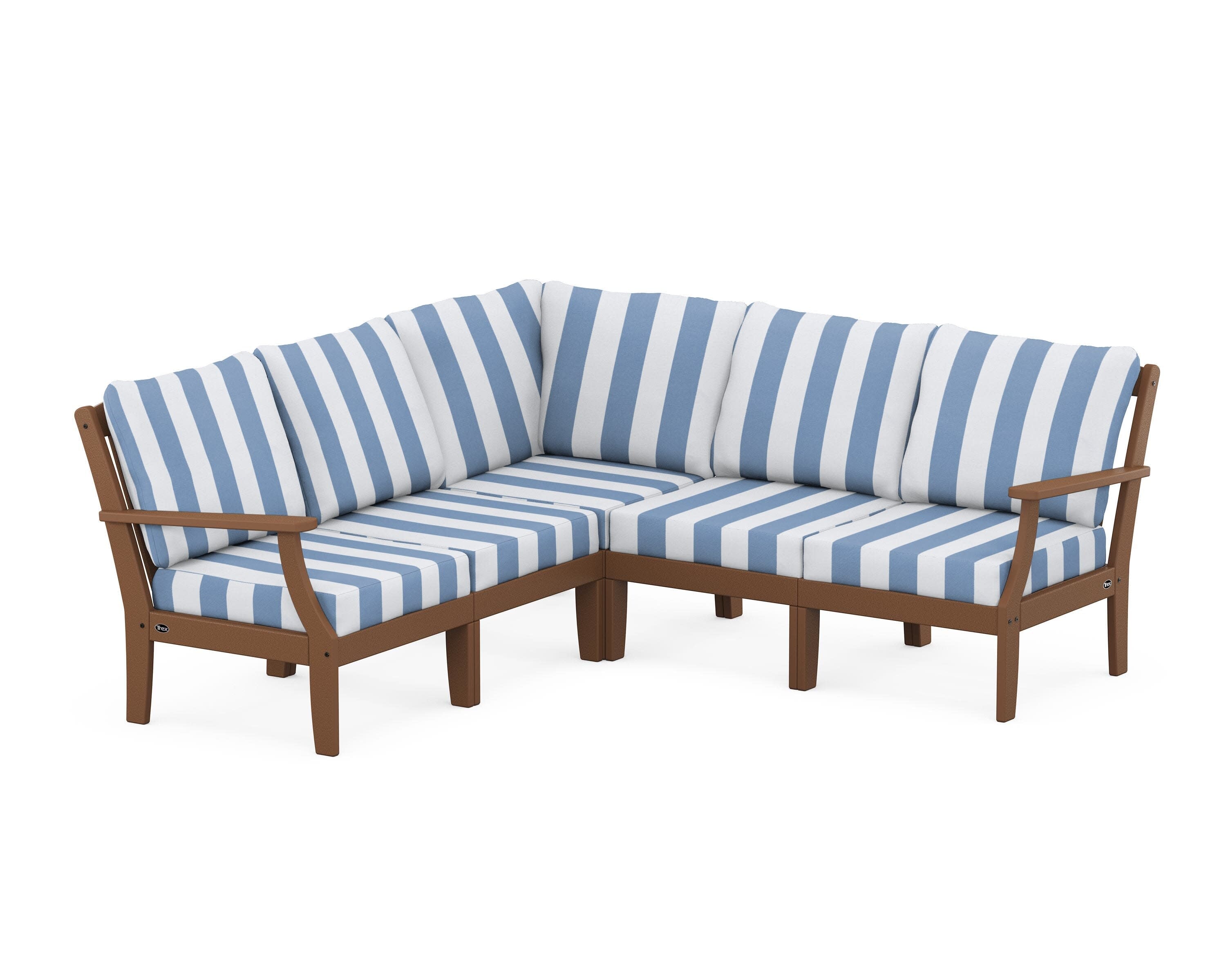 Yacht Club Modular 5-Piece Deep Seating Set in Tree House / Cabana Stripe Sky Blue