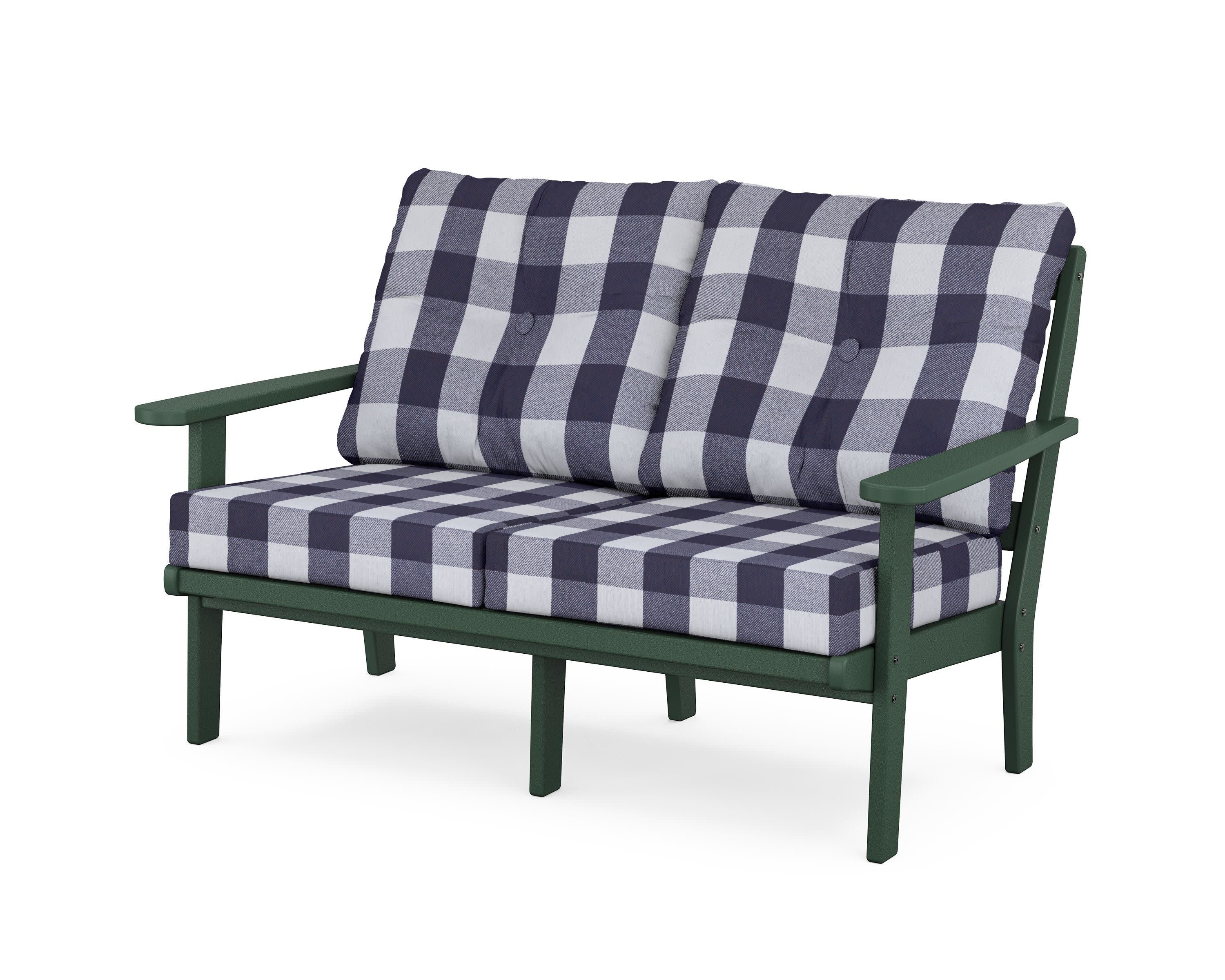 Cape Cod Deep Seating Loveseat in Rainforest Canopy / Buffalo Plaid Navy