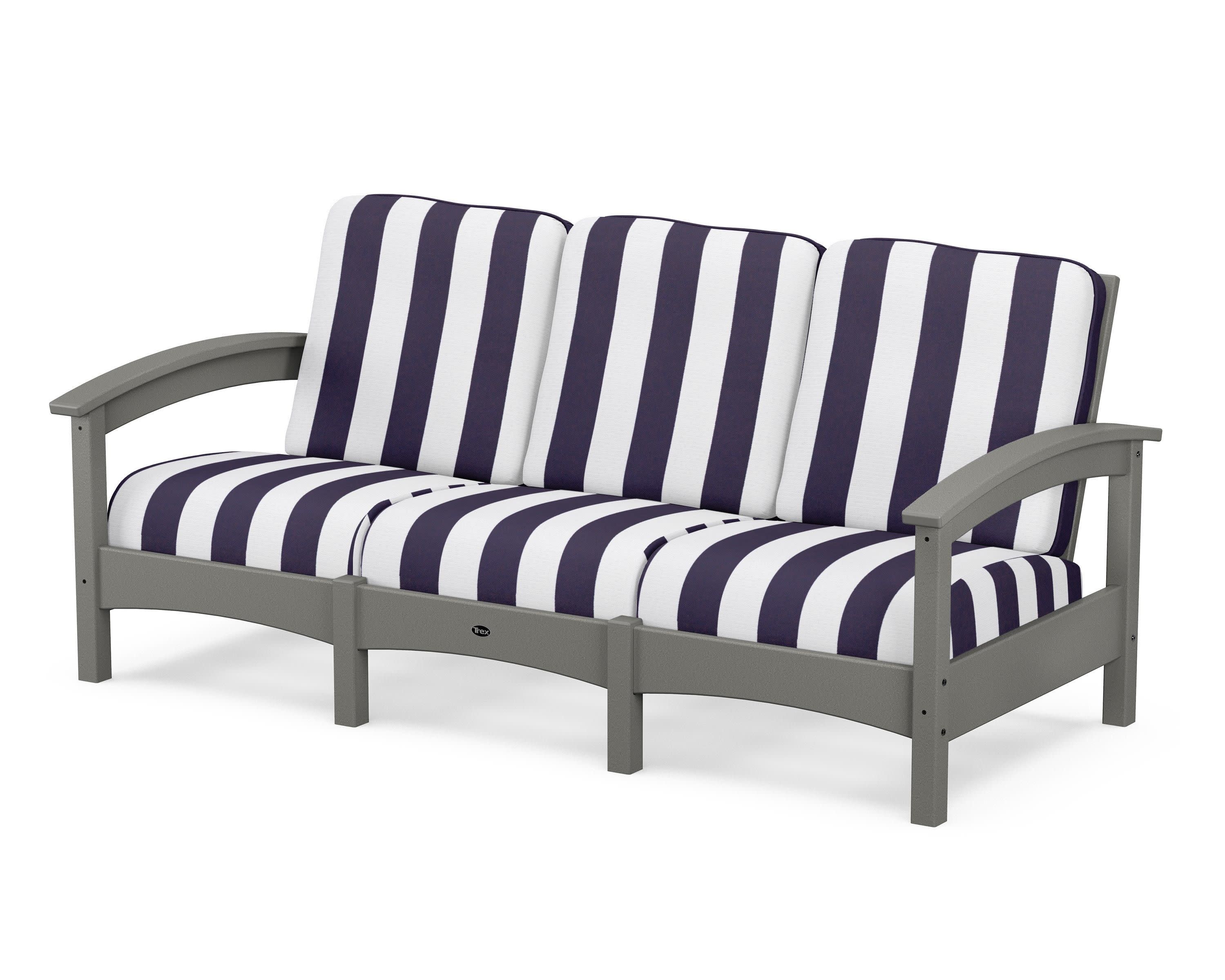 Rockport Club Sofa in Stepping Stone / Cabana Stripe Navy