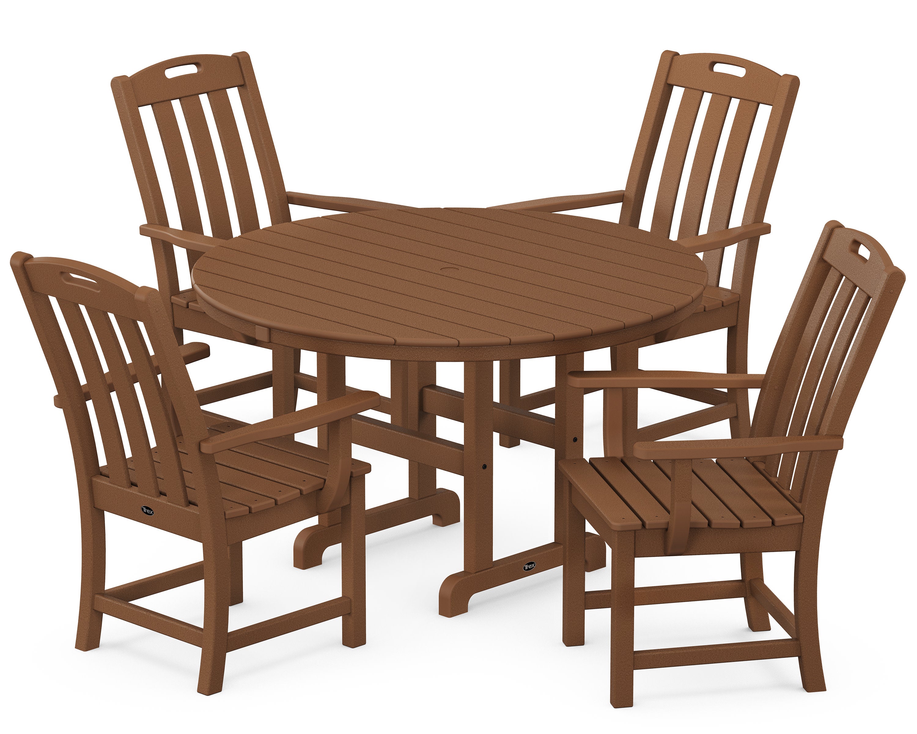 Yacht Club 5-Piece Round Arm Chair Dining Set in Tree House