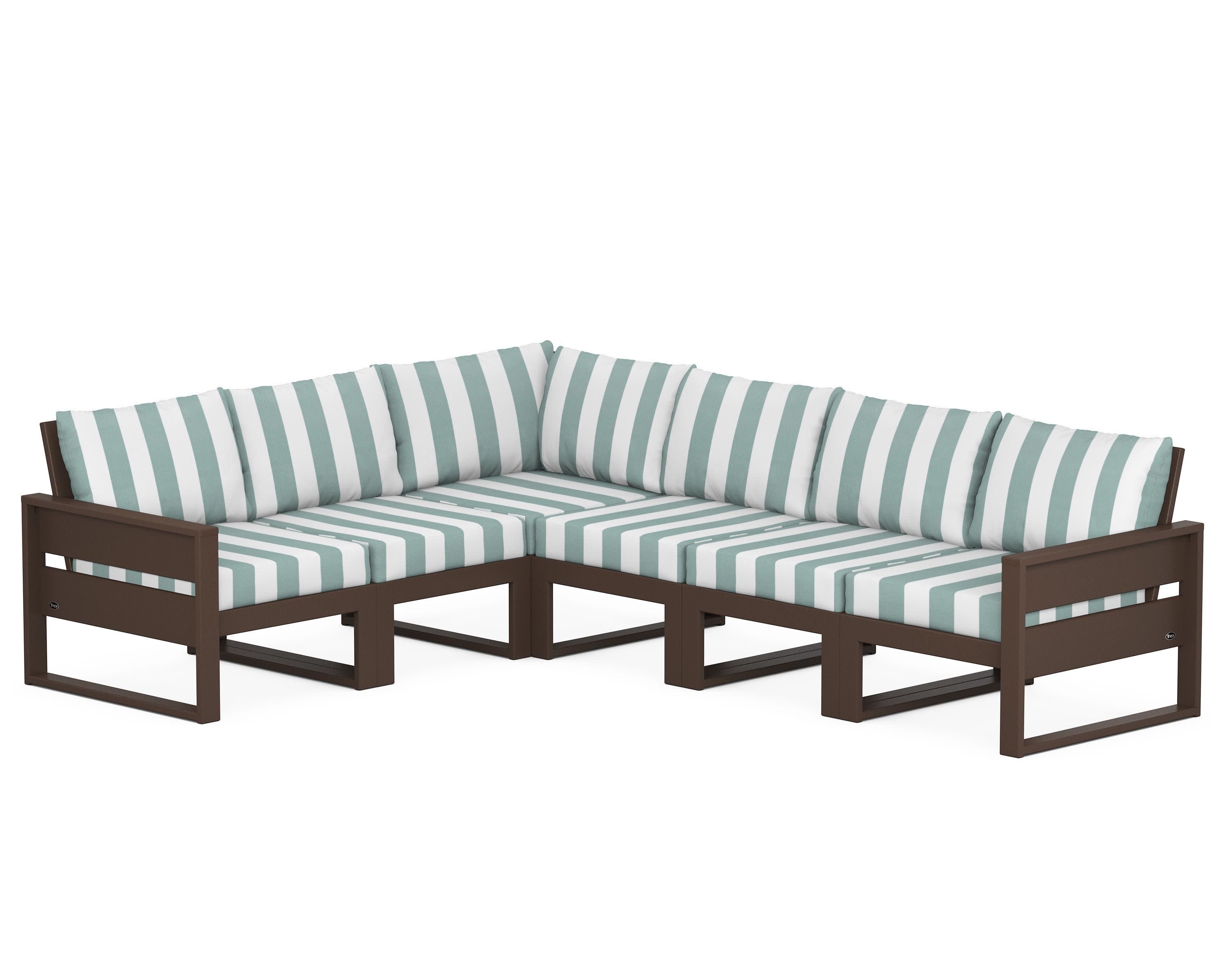 Eastport 6-Piece Sectional in Vintage Lantern / Cabana Stripe Glacier Spa