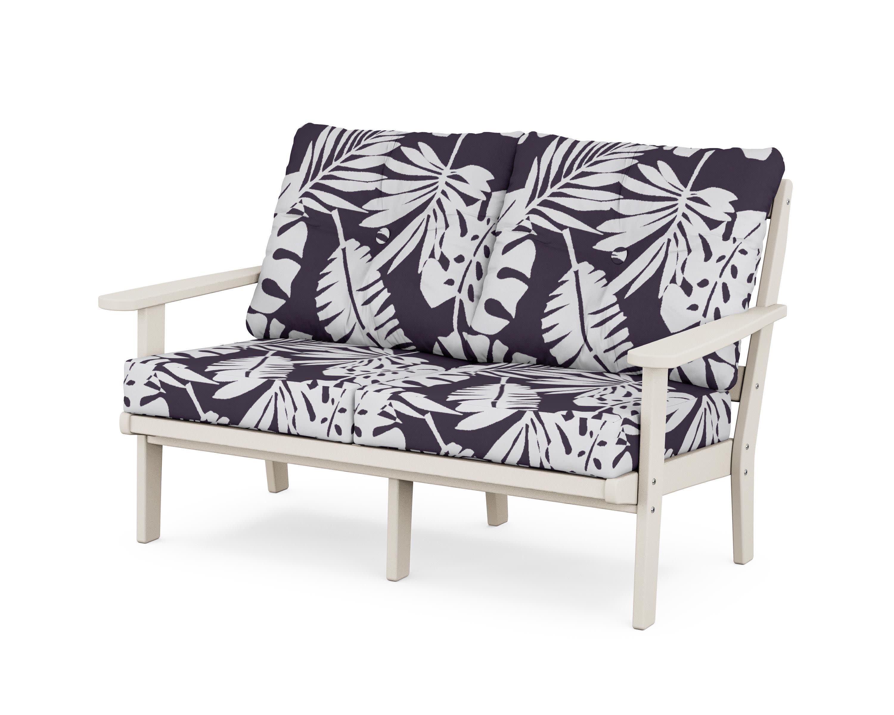 Cape Cod Deep Seating Loveseat in Sand Castle / Leaf Navy