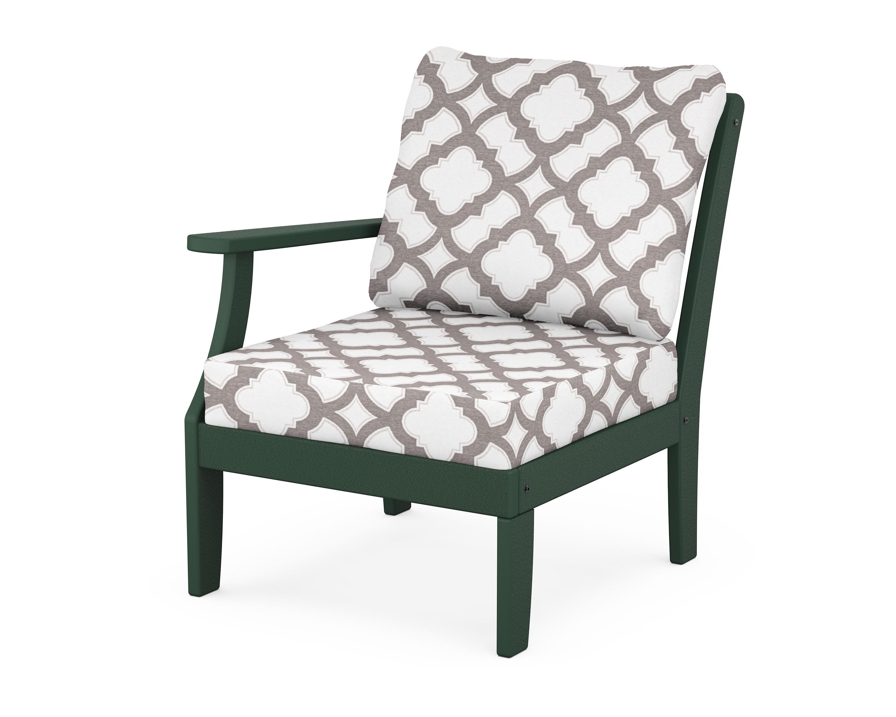 Yacht Club Modular Left Arm Chair in Rainforest Canopy / Trellis Grey Mist