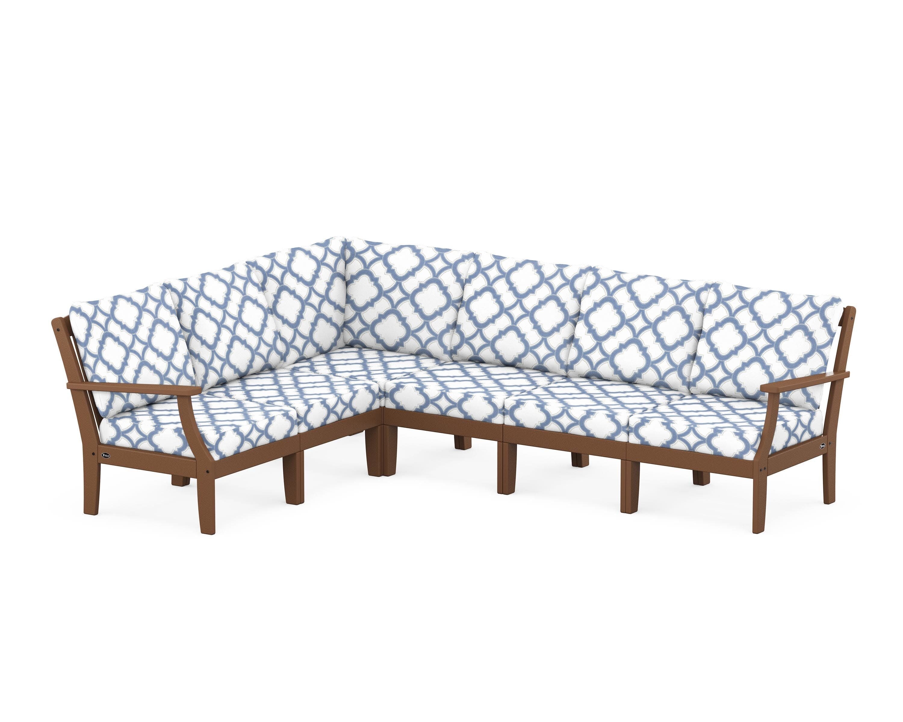 Yacht Club Modular 6-Piece Deep Seating Set in Tree House / Trellis Sky Blue