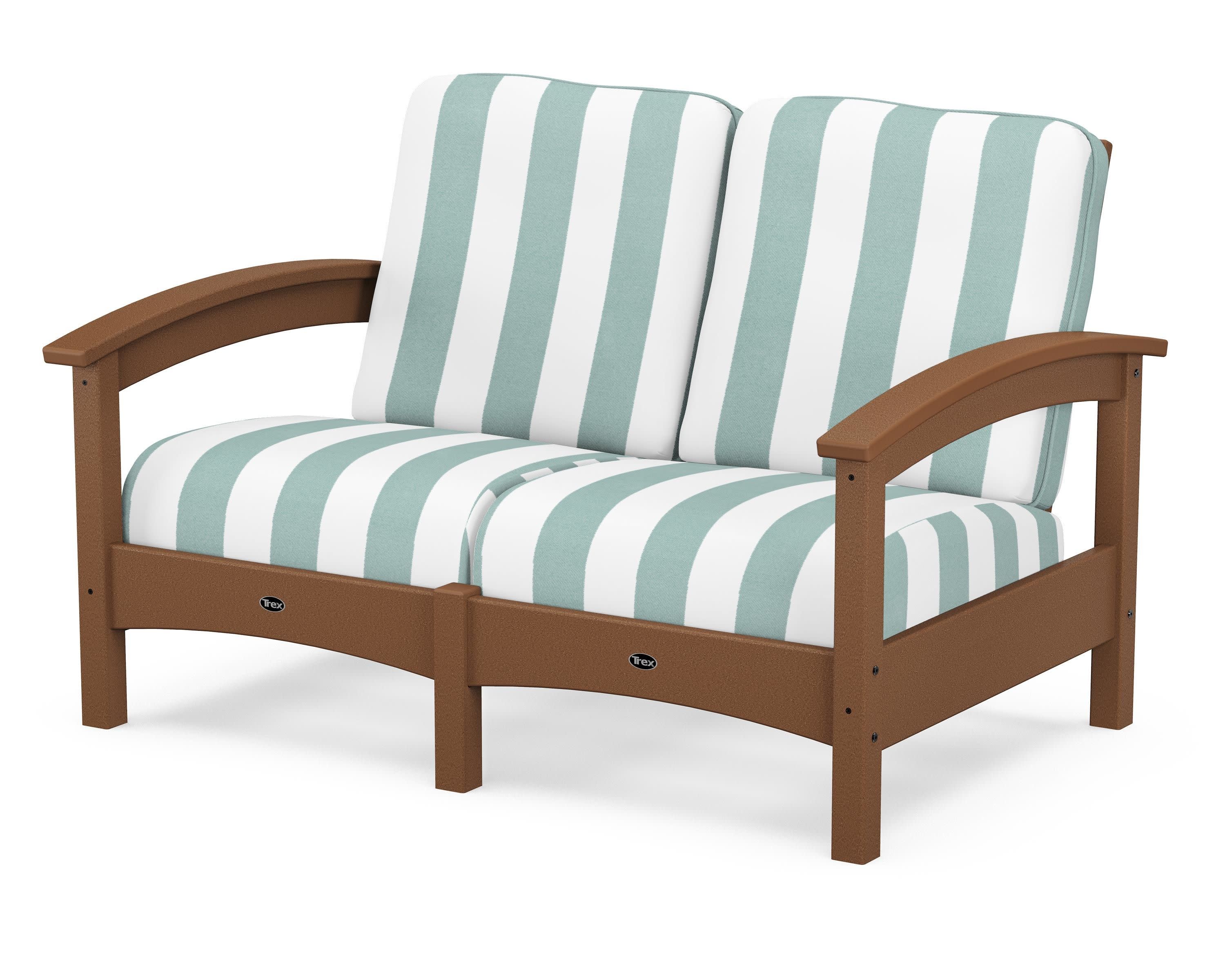 Rockport Club Loveseat in Tree House / Cabana Stripe Glacier Spa