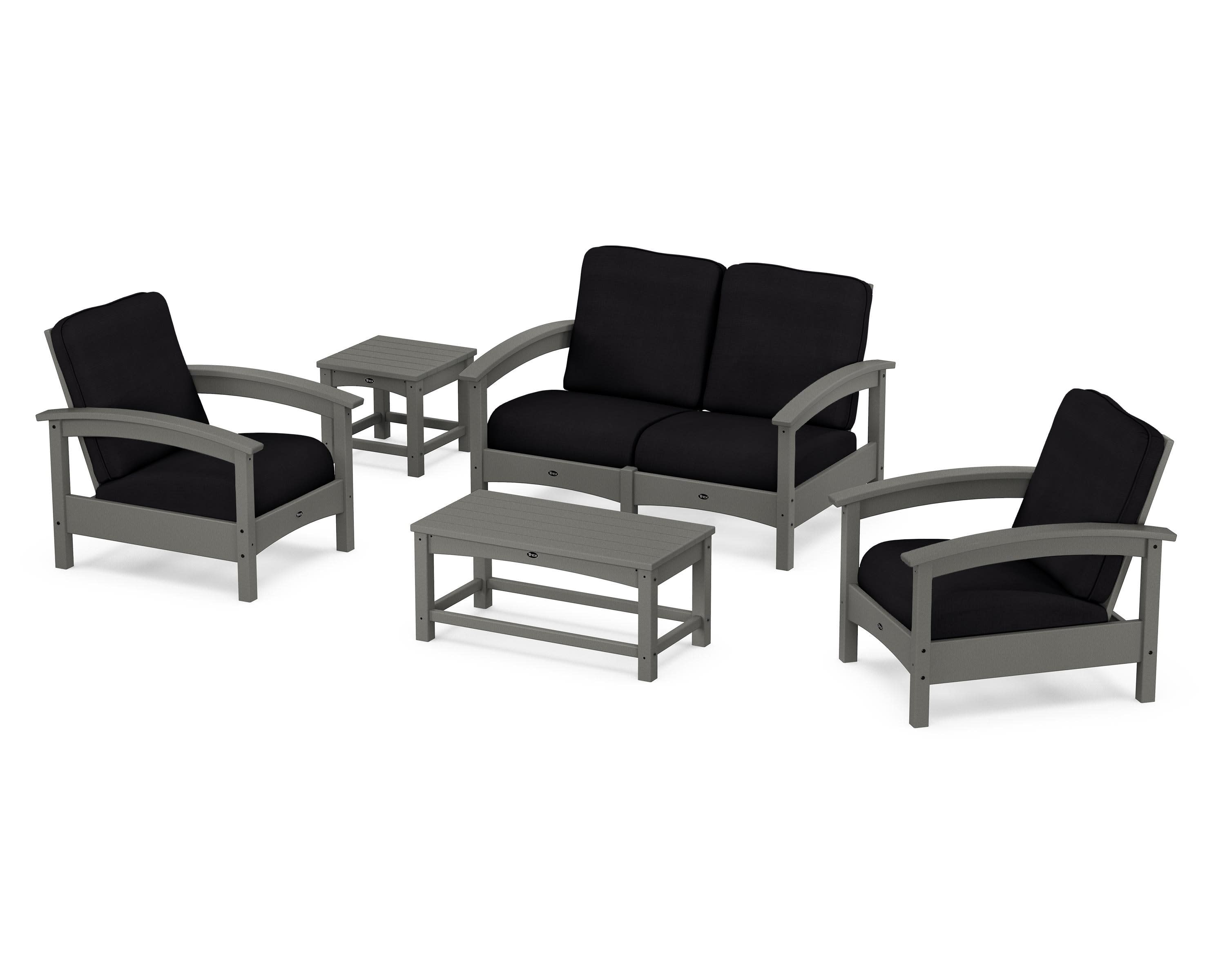 Rockport Club 6-Piece Deep Seating Conversation Set in Stepping Stone / Midnight Linen