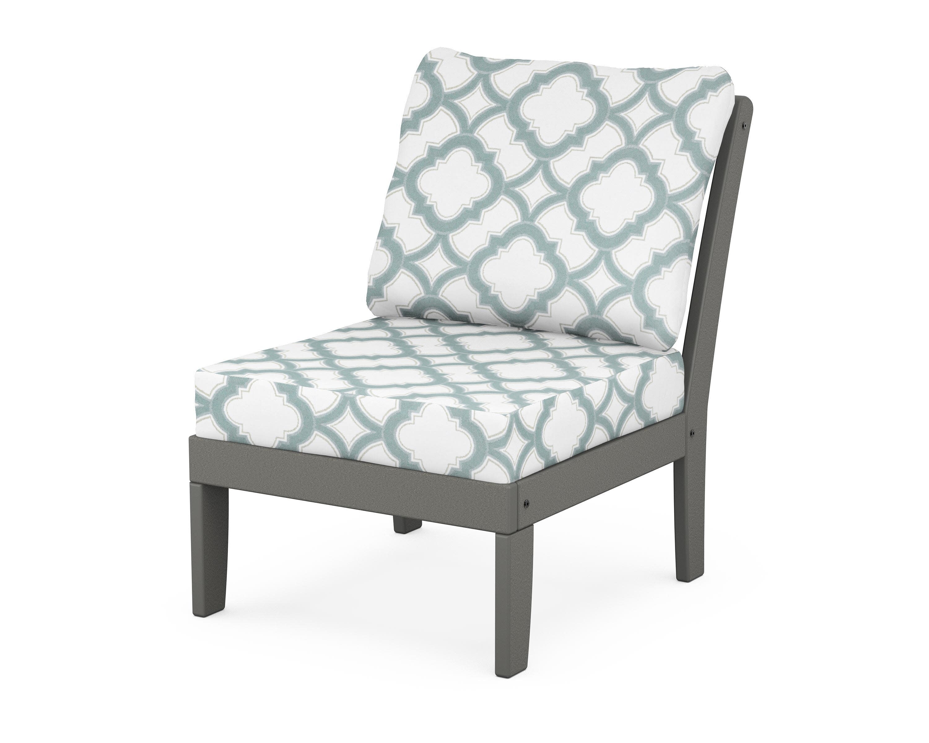 Yacht Club Modular Armless Chair in Stepping Stone / Trellis Glacier Spa