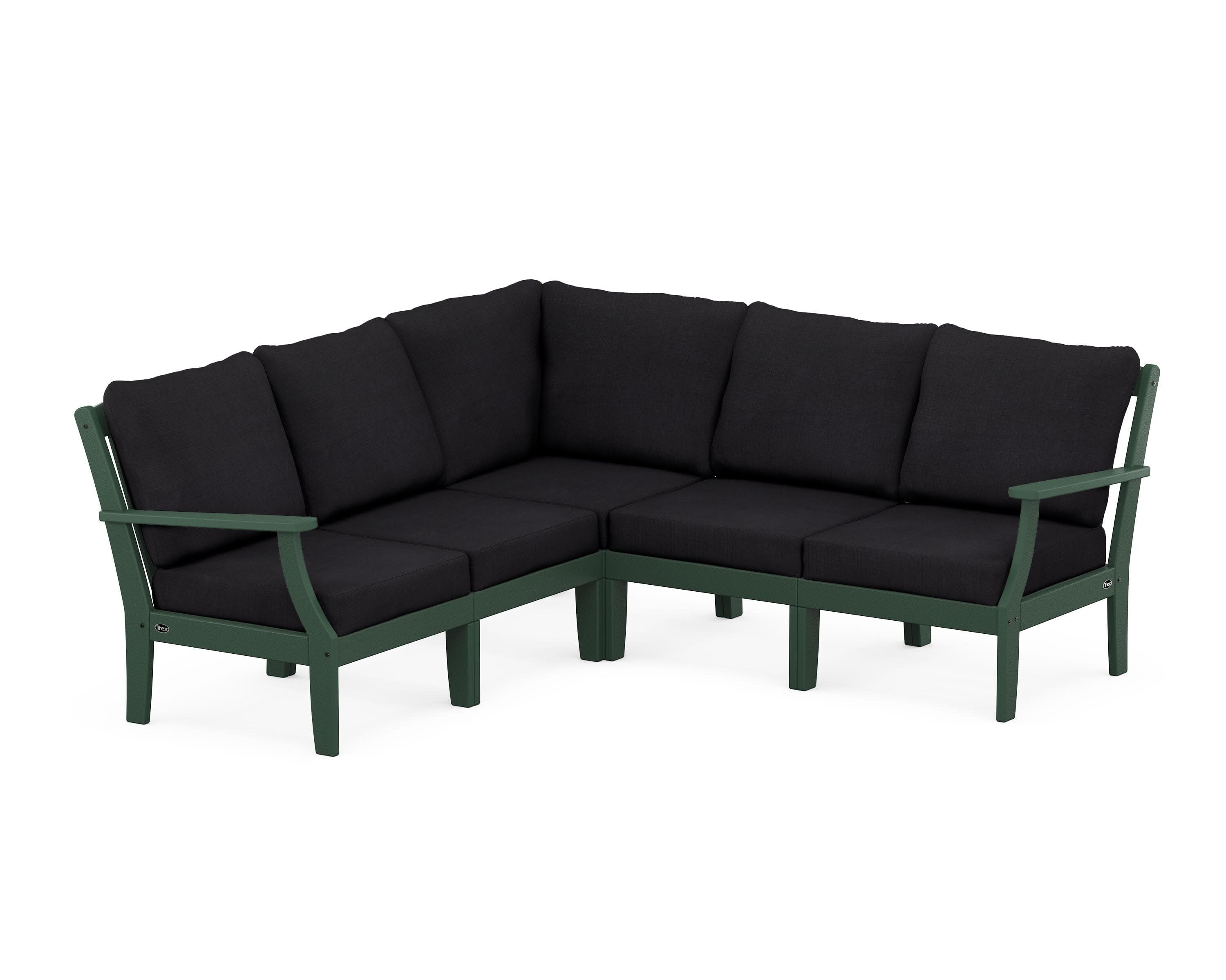 Yacht Club Modular 5-Piece Deep Seating Set in Rainforest Canopy / Midnight Linen