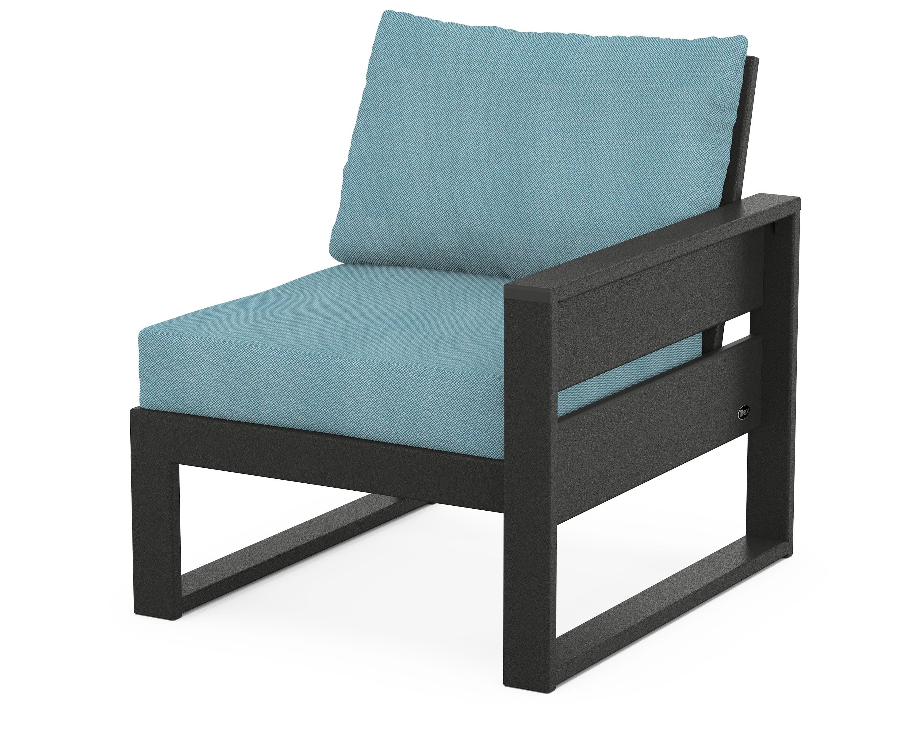 Eastport Modular Right Arm Chair in Charcoal Black / Lattice Sky Blue