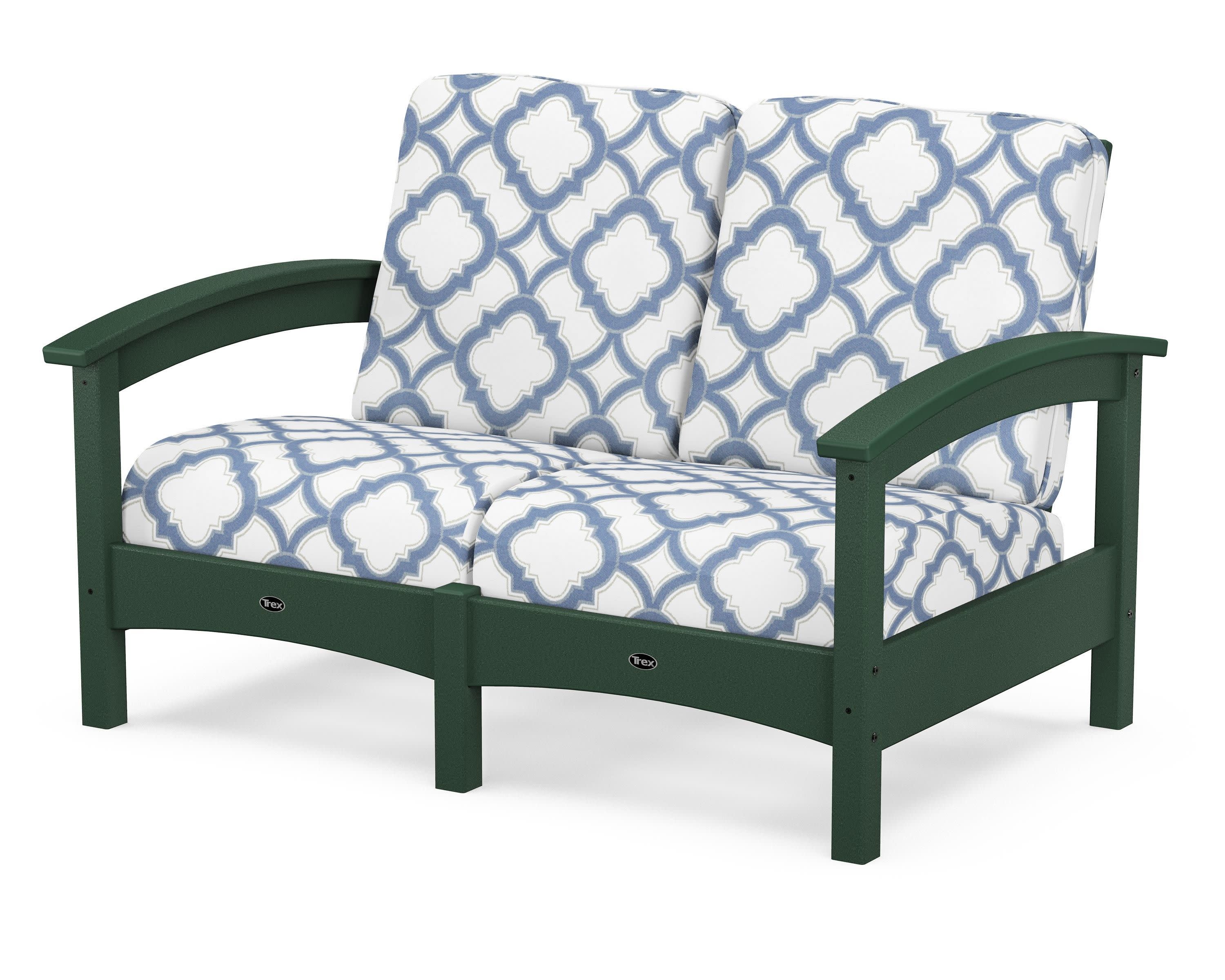 Rockport Club Loveseat in Rainforest Canopy / Trellis Sky Blue
