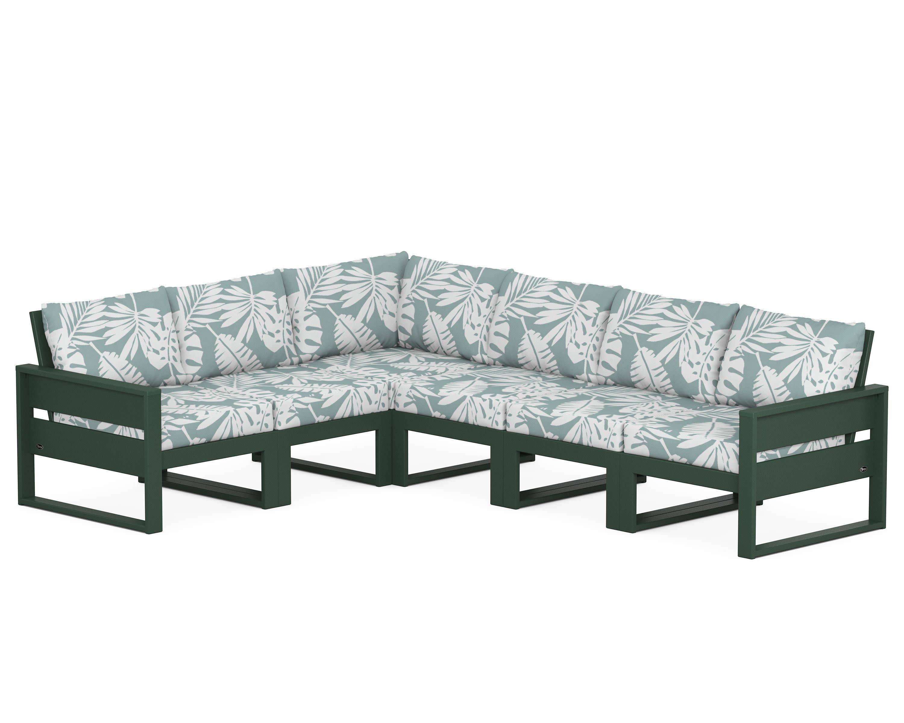 Eastport 6-Piece Sectional in Rainforest Canopy / Leaf Glacier Spa