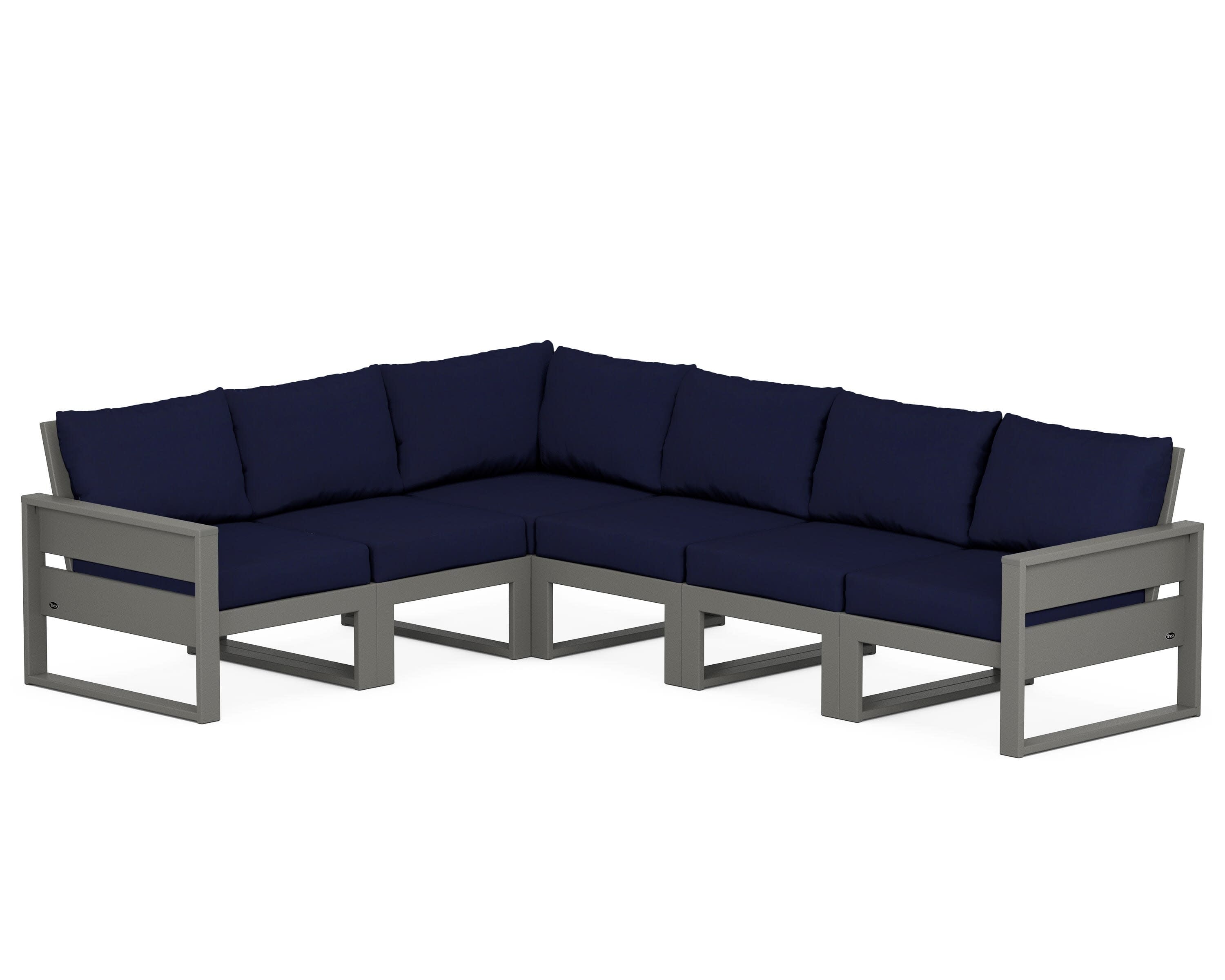 Eastport 6-Piece Sectional in Stepping Stone / Navy