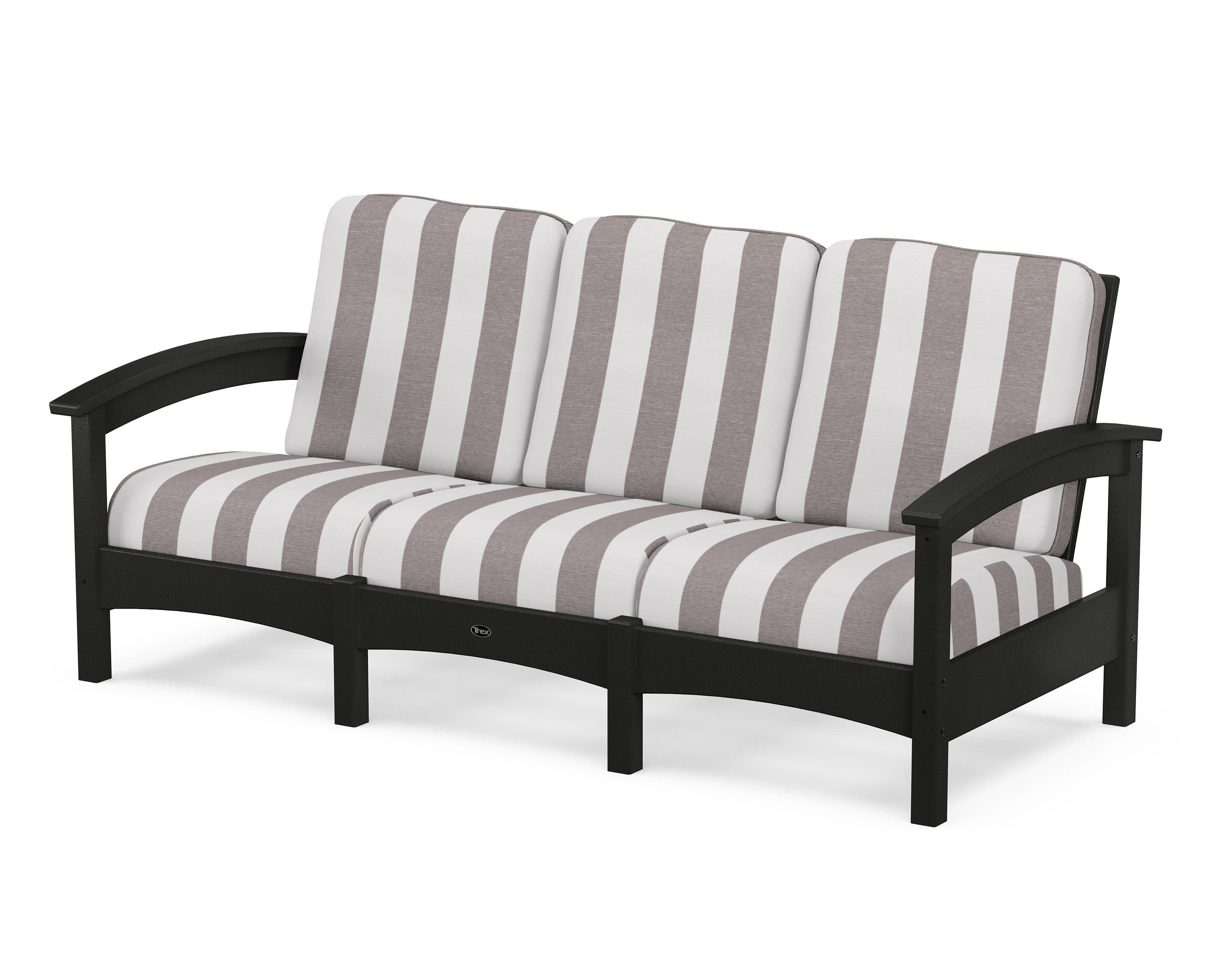 Rockport Club Sofa in Charcoal Black / Cabana Stripe Grey Mist