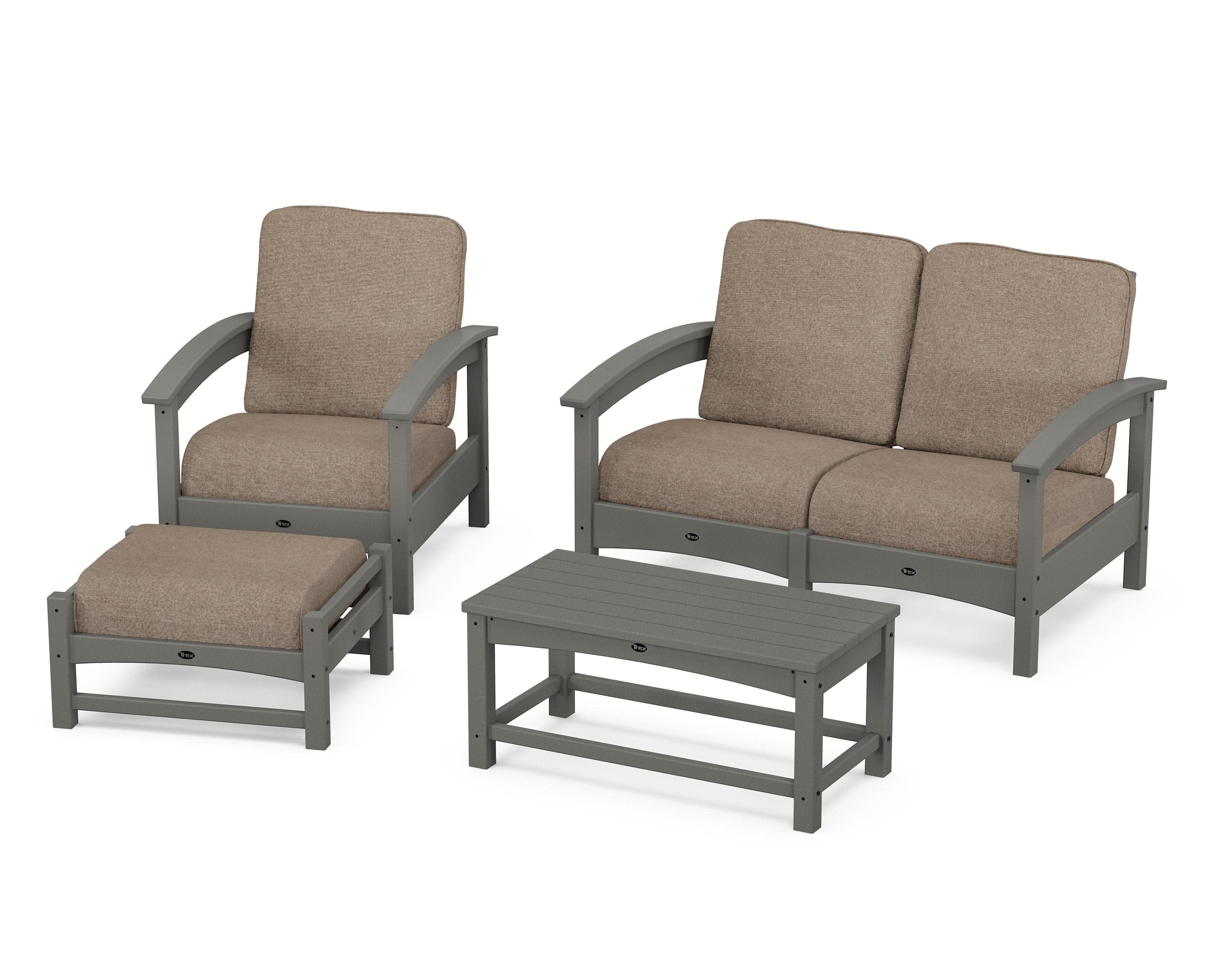 Rockport 4-Piece Deep Seating Conversation Group in Stepping Stone / Spiced Burlap