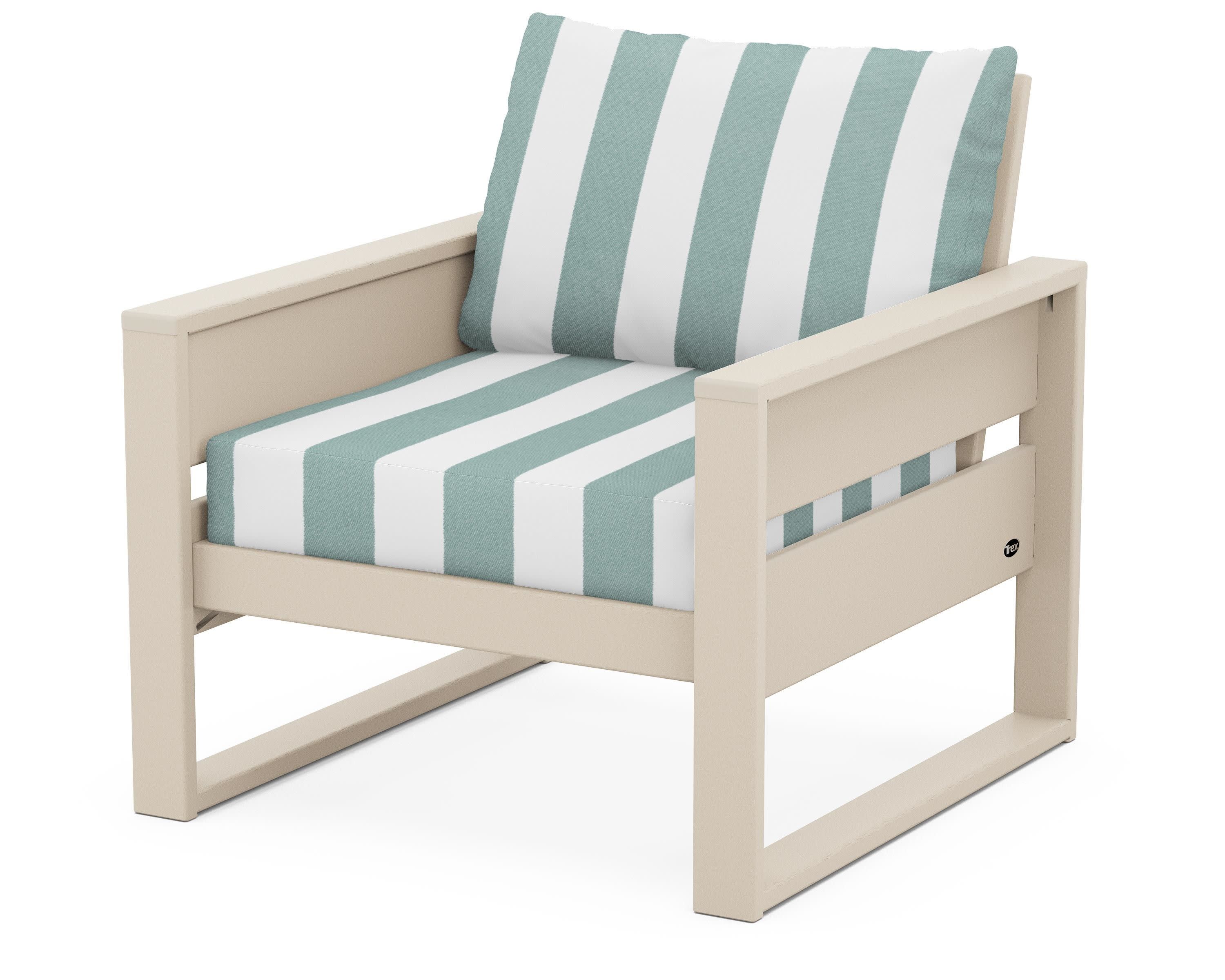 Eastport Club Chair in Sand Castle / Cabana Stripe Glacier Spa