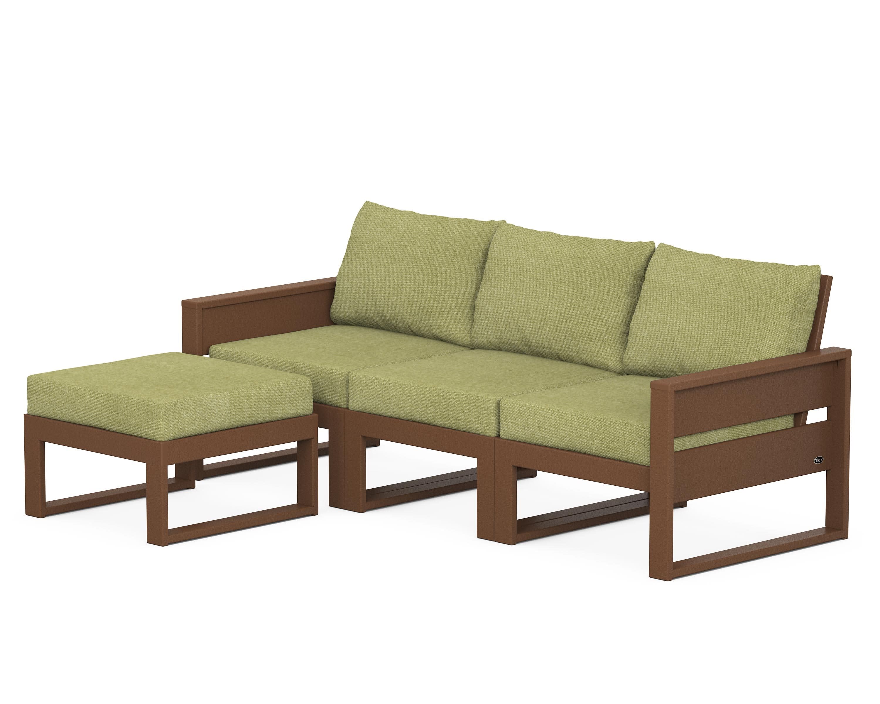 Eastport 4- Piece Sectional with Ottoman in Tree House / Chartreuse Boucle