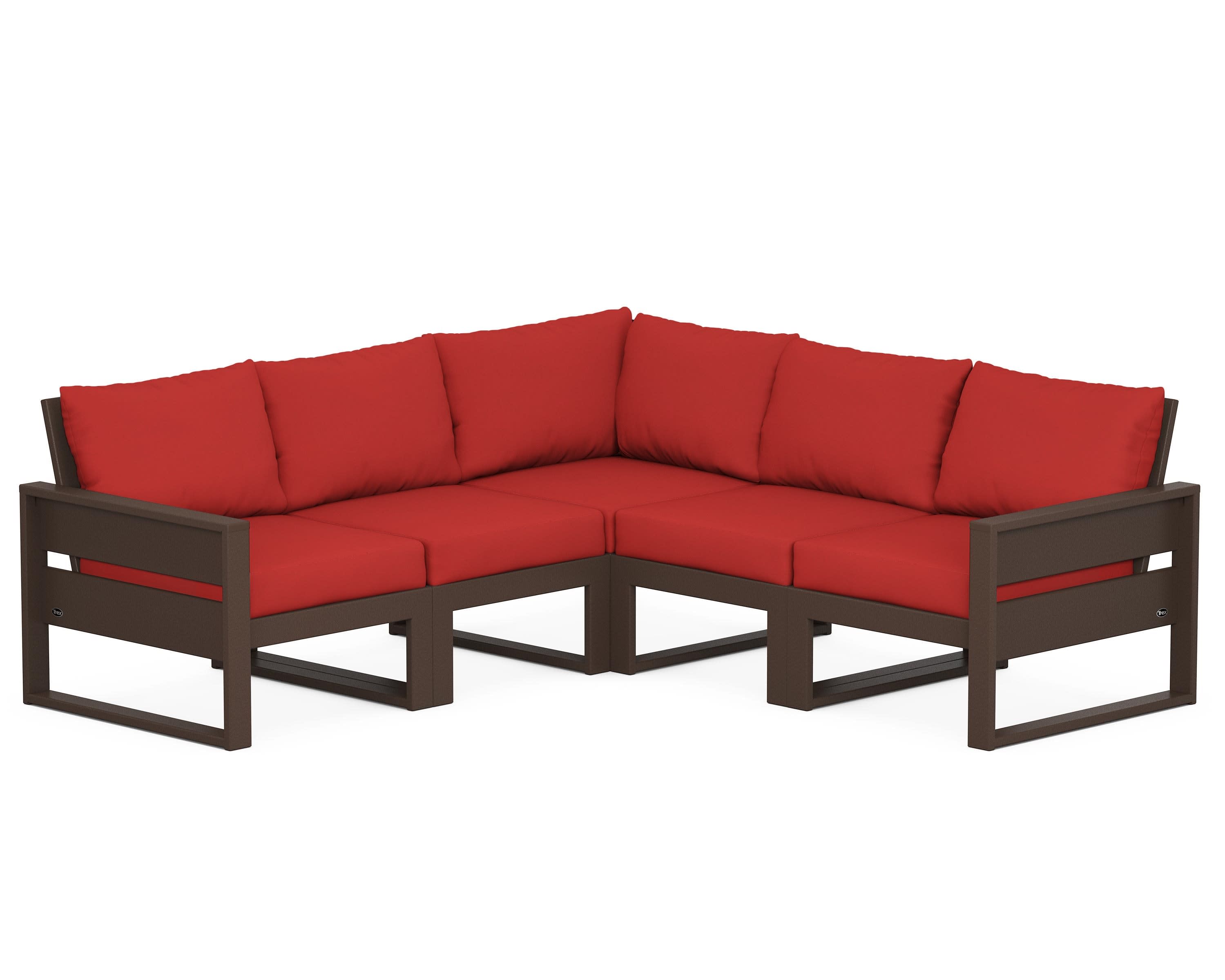 Eastport 5-Piece Sectional in Vintage Lantern / Crimson Linen