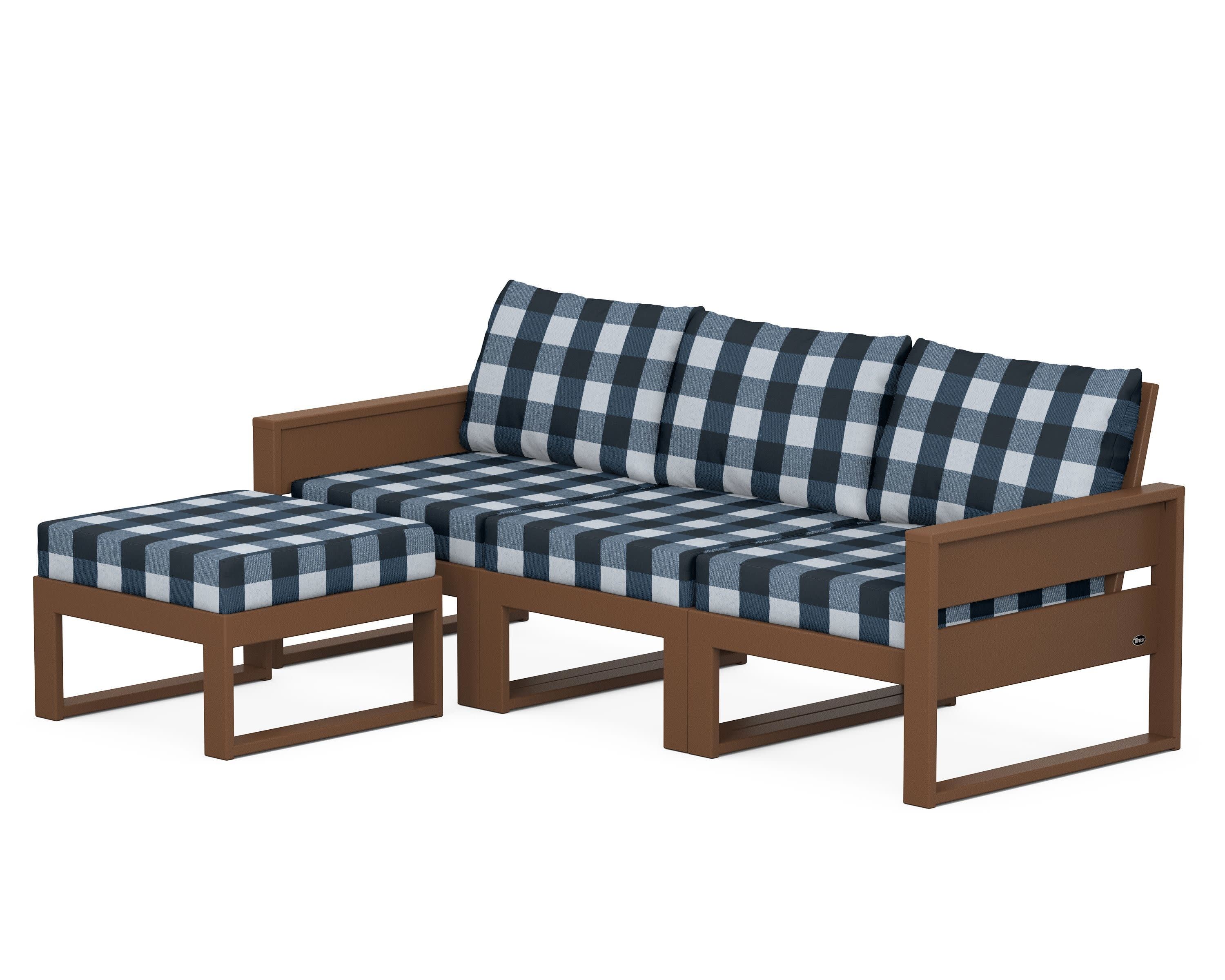 Eastport 4- Piece Sectional with Ottoman in Tree House / Buffalo Plaid Marine Indigo