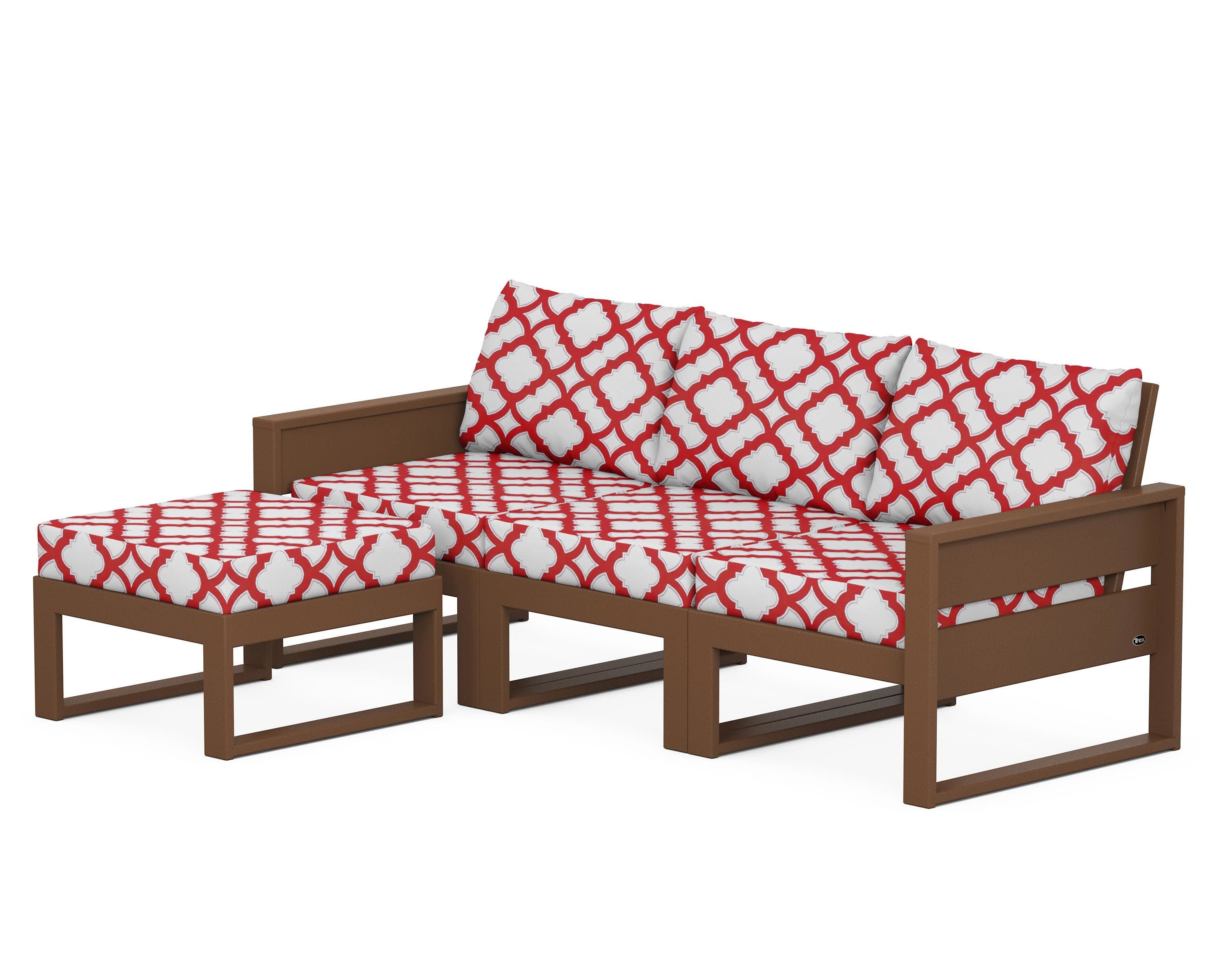 Eastport 4- Piece Sectional with Ottoman in Tree House / Trellis Crimson