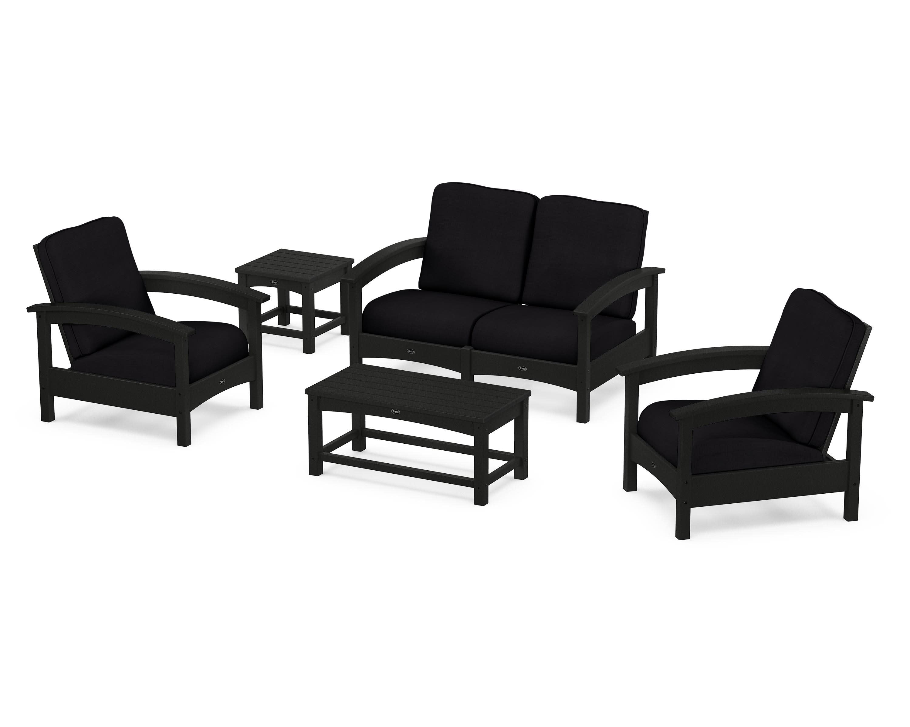 Rockport Club 6-Piece Deep Seating Conversation Set in Charcoal Black / Midnight Linen