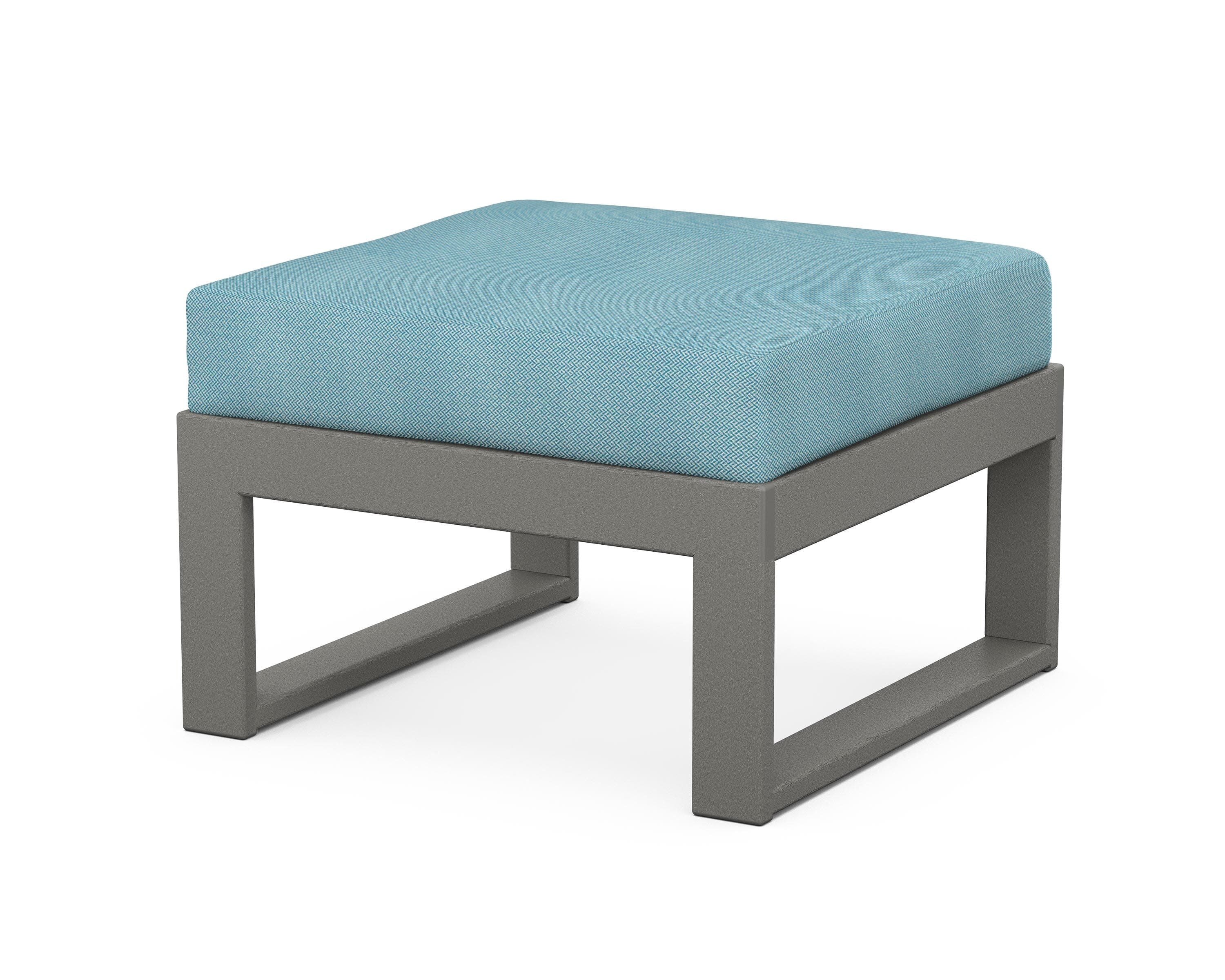 Modular Ottoman - Modern in Slate Grey / Lattice Sky Blue