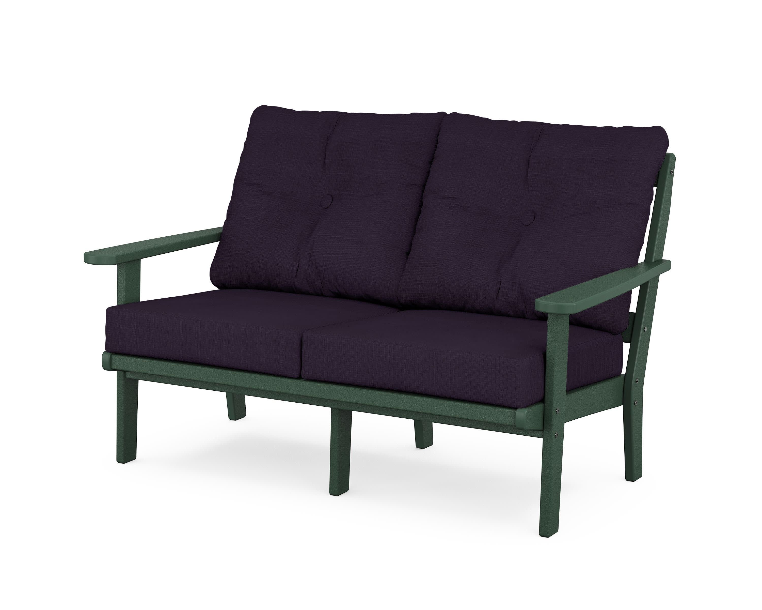 Cape Cod Deep Seating Loveseat in Rainforest Canopy / Navy Linen