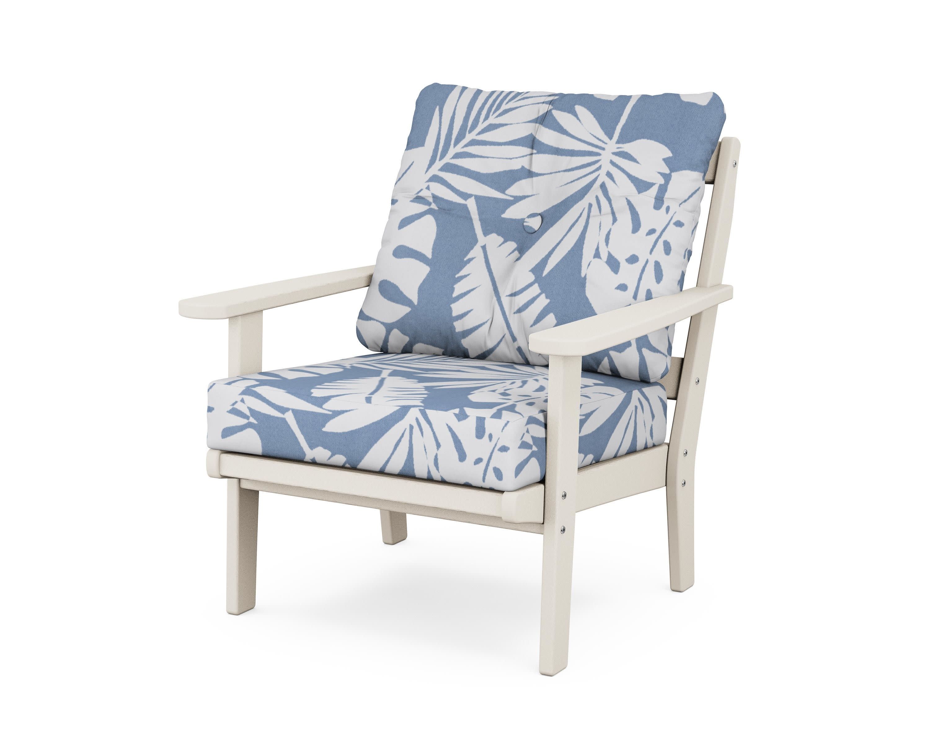 Cape Cod Deep Seating Chair in Sand Castle / Leaf Sky Blue