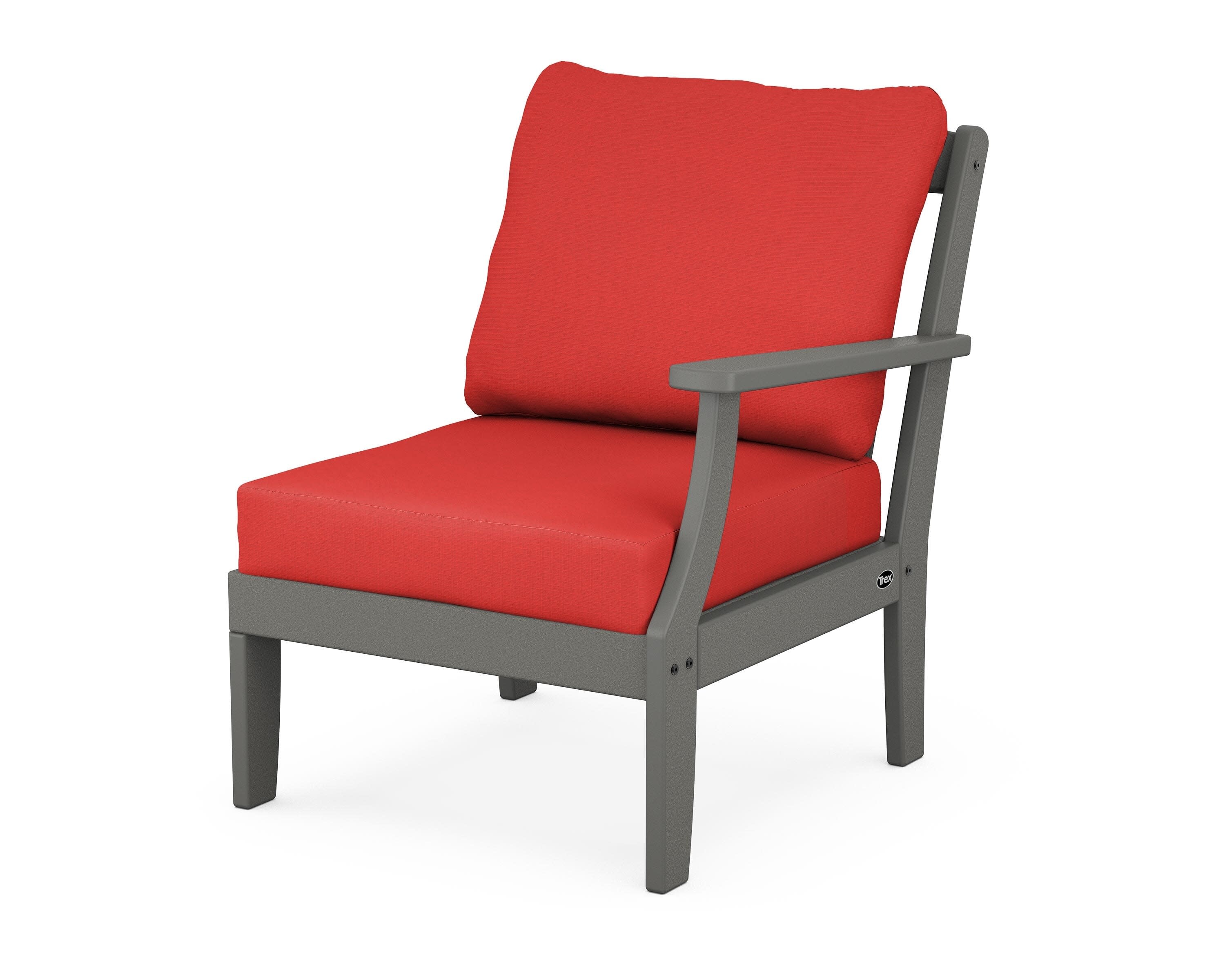 Yacht Club Modular Right Arm Chair in Stepping Stone / Crimson Linen