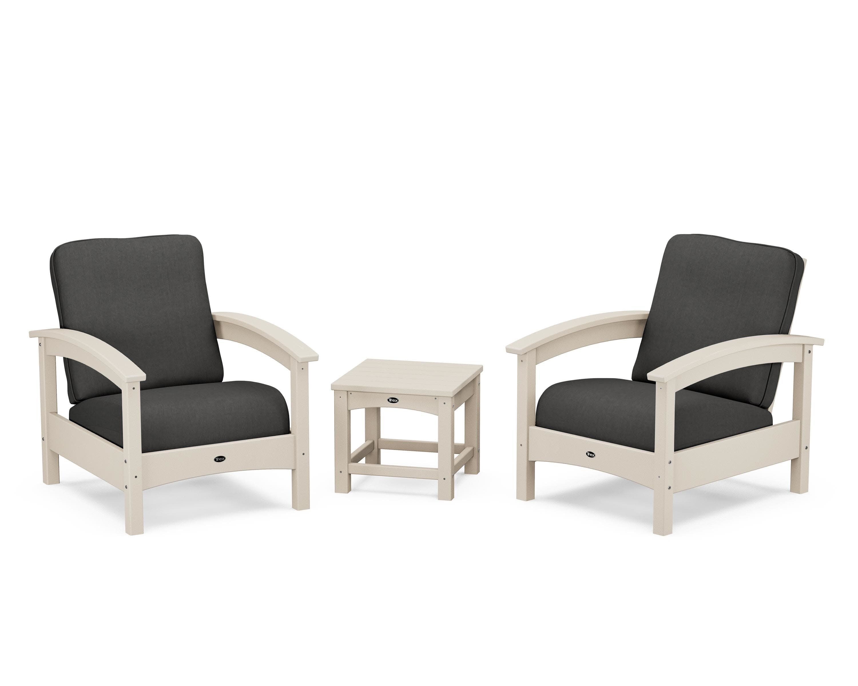 Rockport Club 3-Piece Deep Seating Conversation Set in Sand Castle / Spectrum Carbon