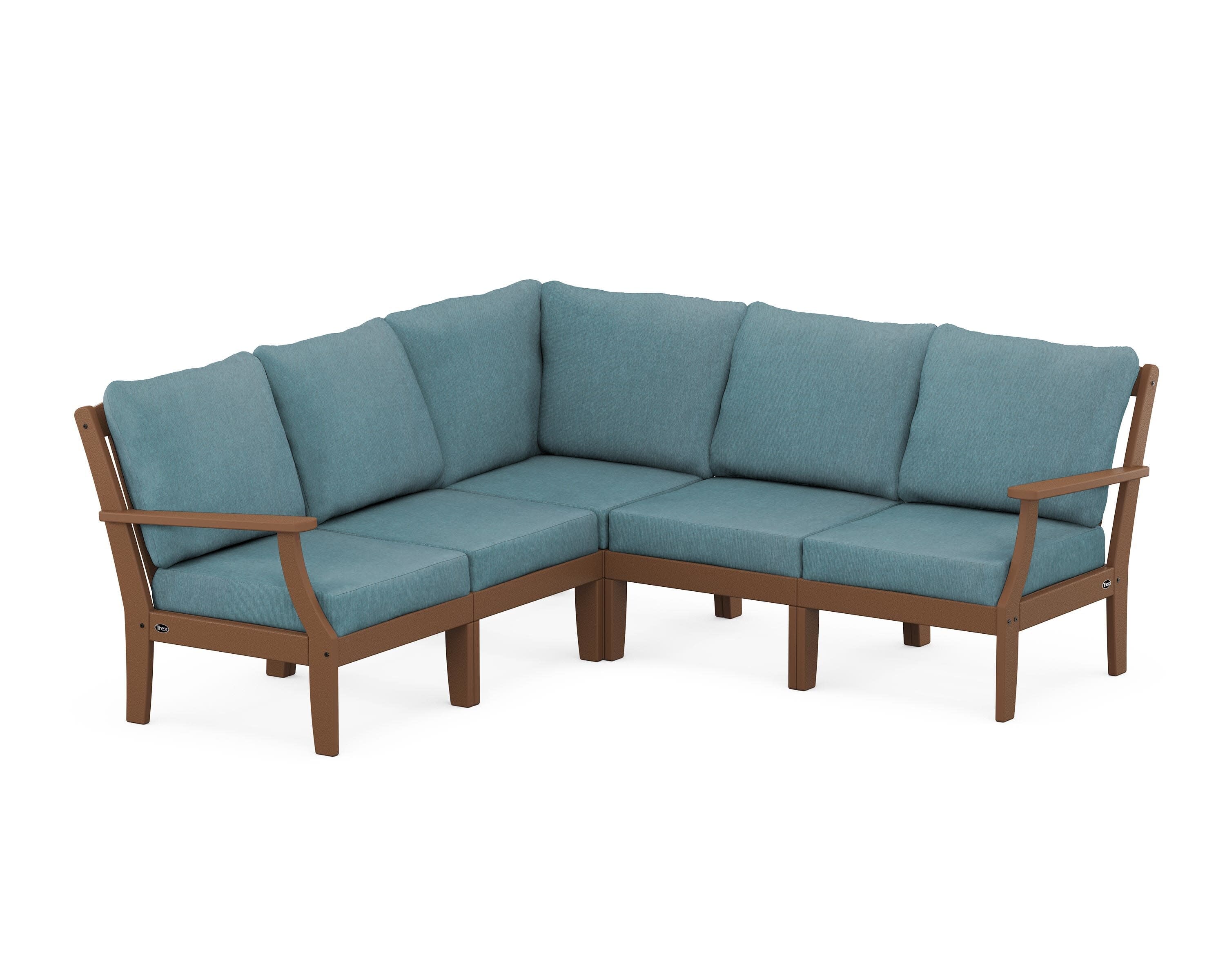 Yacht Club Modular 5-Piece Deep Seating Set in Tree House / Ocean Teal