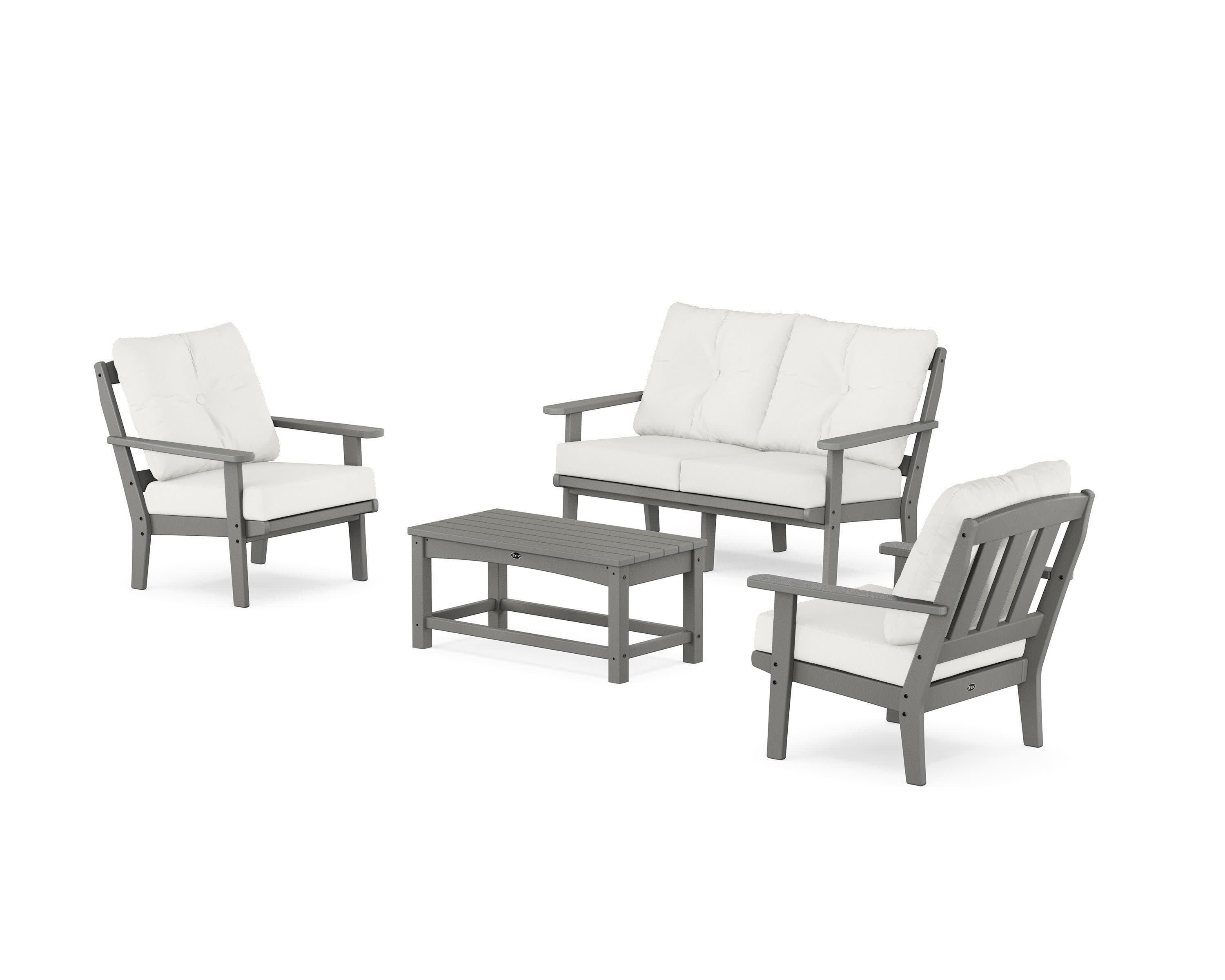 Cape Cod 4-Piece Deep Seating Set with Loveseat in Stepping Stone / Natural Linen