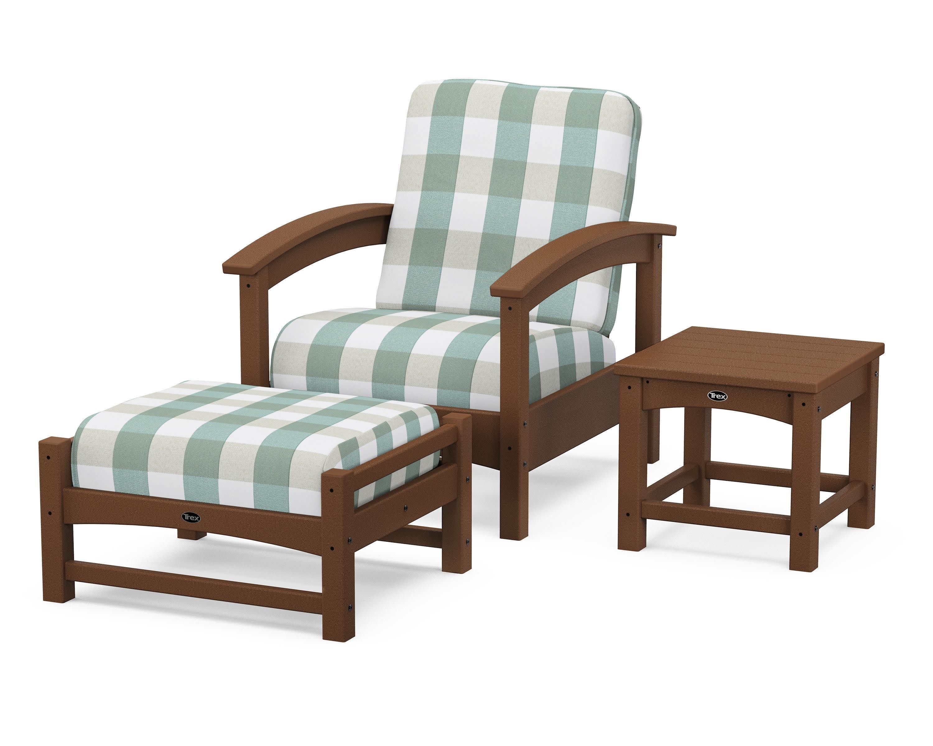Rockport 3-Piece Deep Seating Set in Tree House / Buffalo Plaid Glacier Spa
