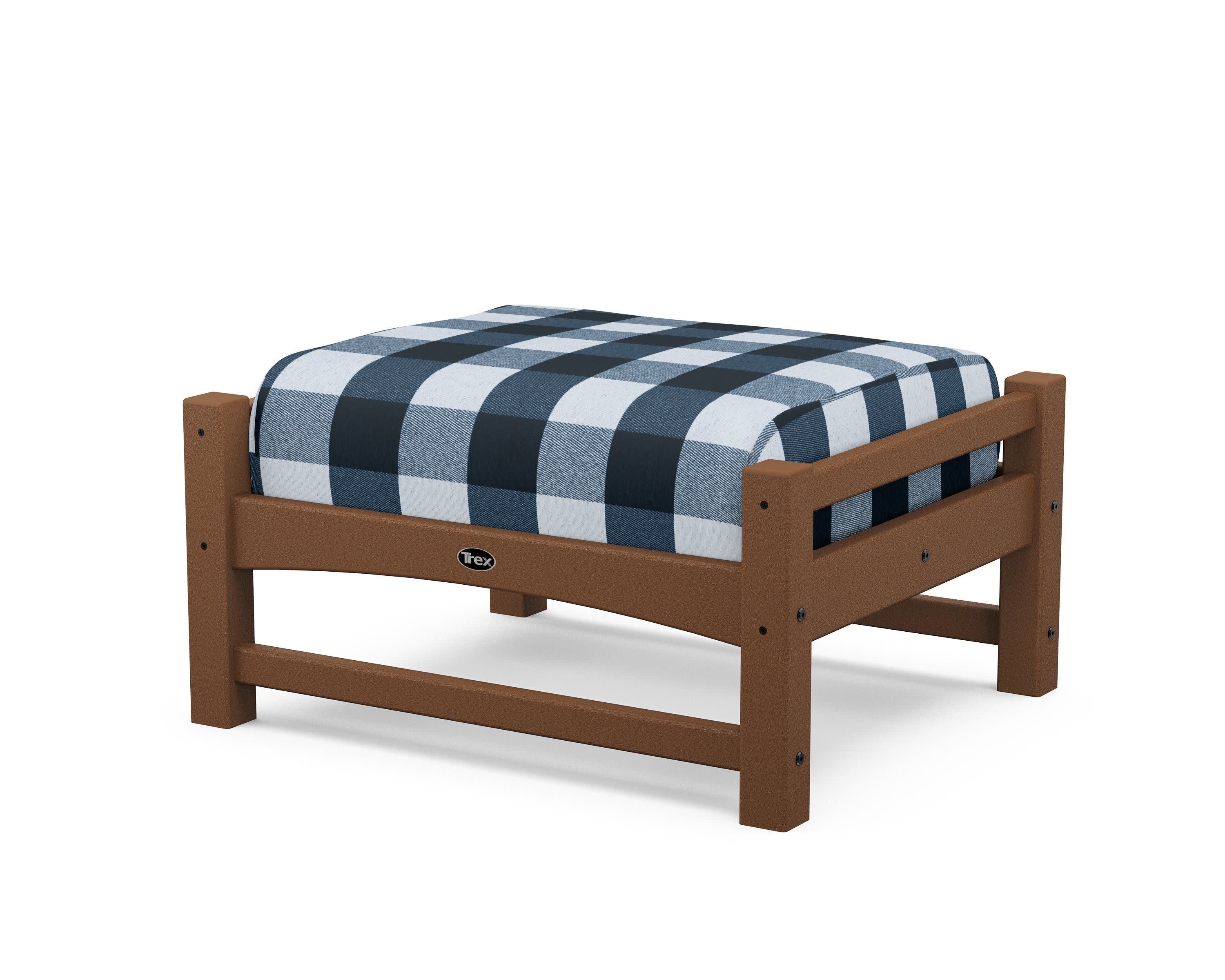 Rockport Club Ottoman in Tree House / Buffalo Plaid Marine Indigo