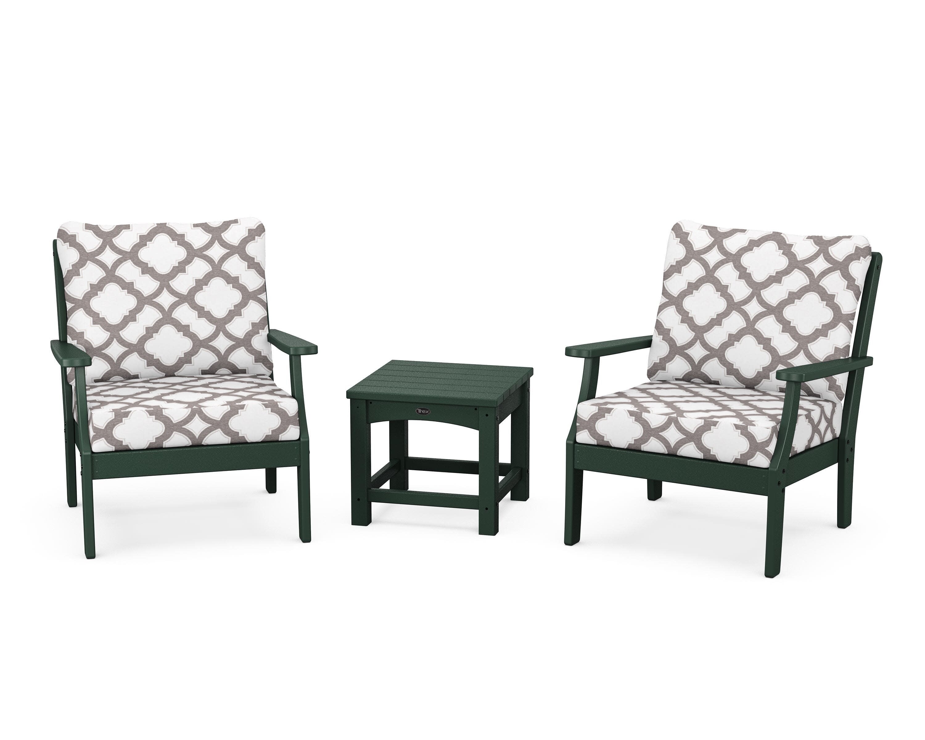 Yacht Club 3-Piece Deep Seating Set in Rainforest Canopy / Trellis Grey Mist